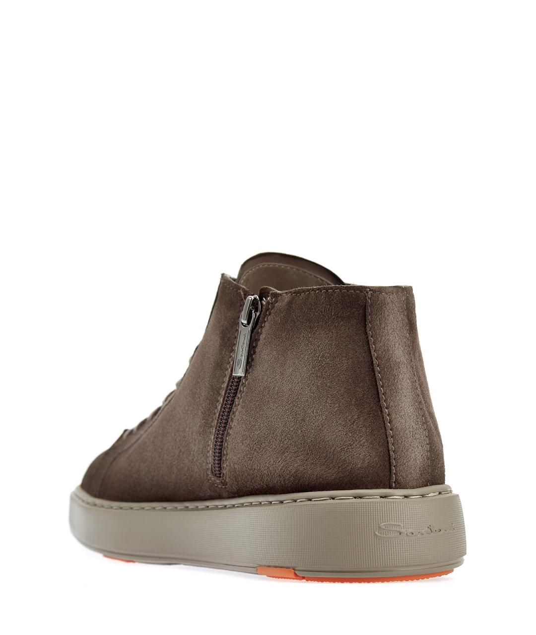 SANTONI Коричневые замшевые высокие кроссовки / кеды, фото 4