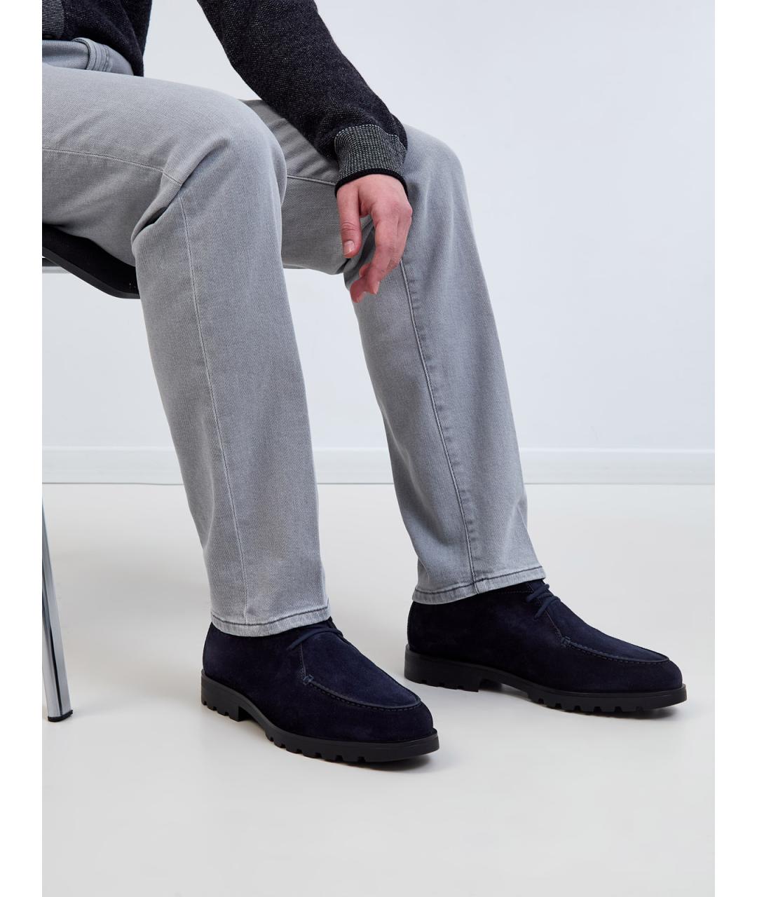 SANTONI Темно-синие замшевые низкие ботинки, фото 2