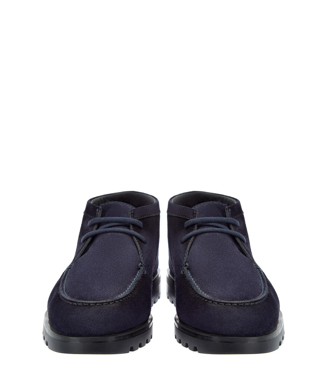 SANTONI Темно-синие замшевые низкие ботинки, фото 6