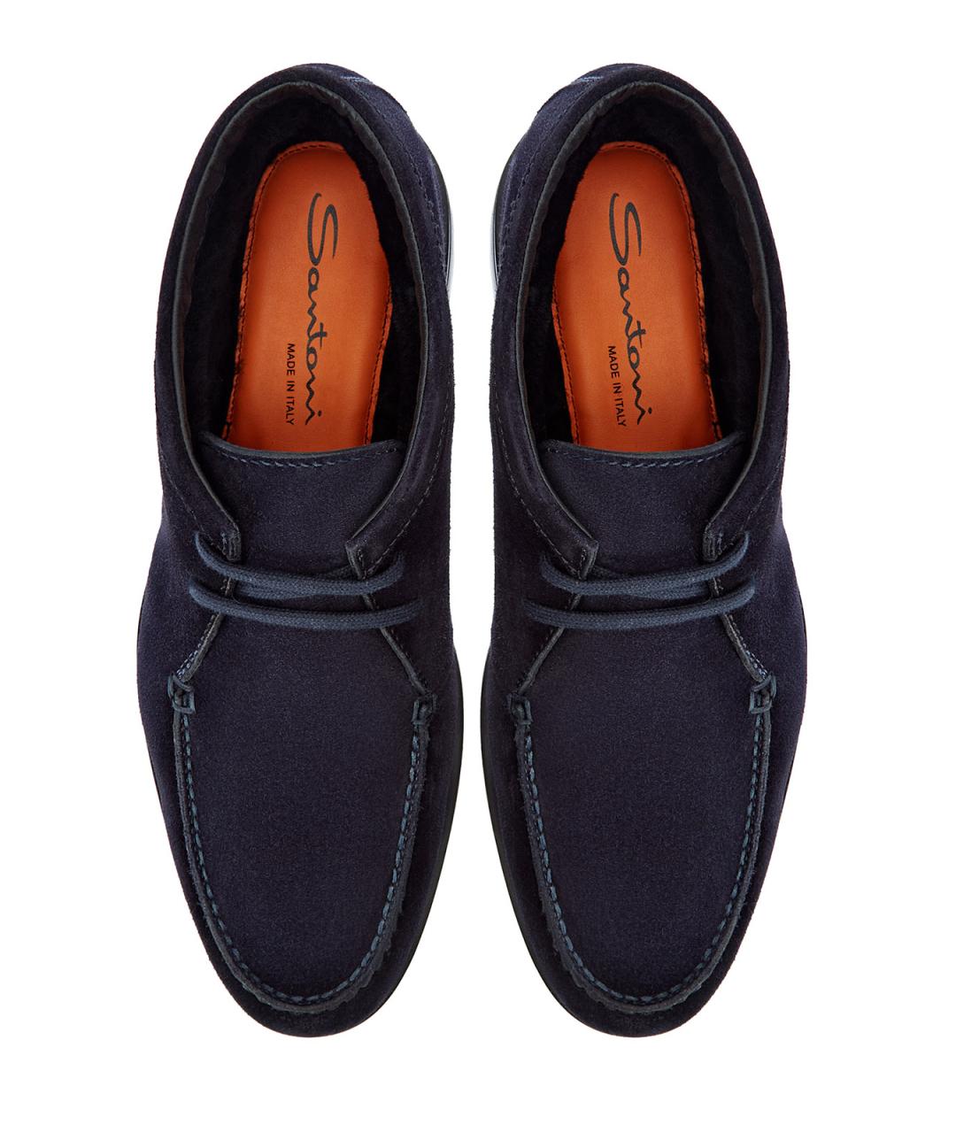 SANTONI Темно-синие замшевые низкие ботинки, фото 5