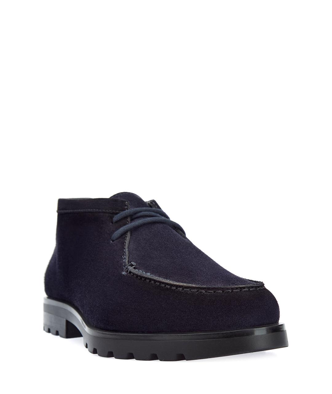 SANTONI Темно-синие замшевые низкие ботинки, фото 3