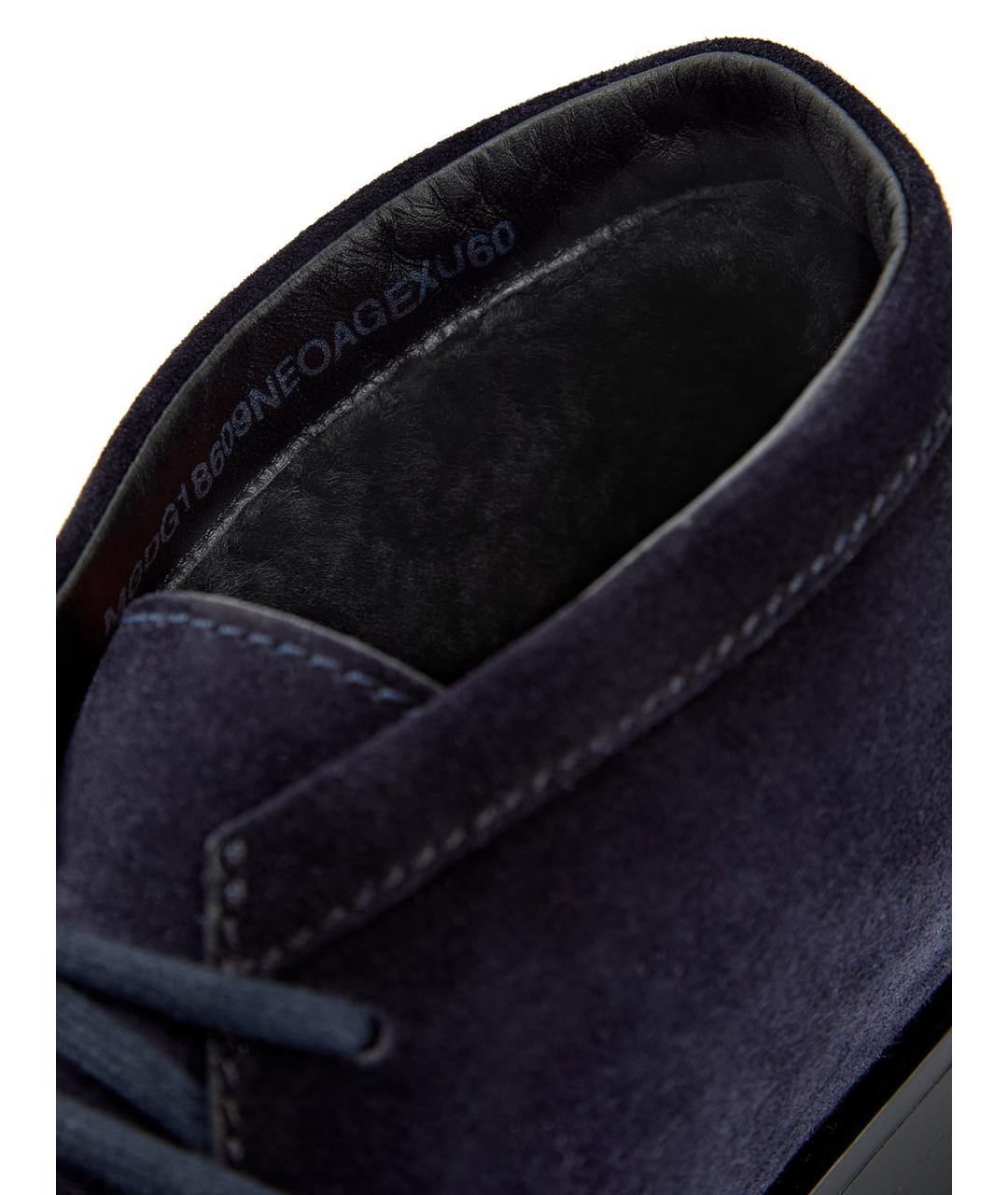 SANTONI Темно-синие замшевые низкие ботинки, фото 7