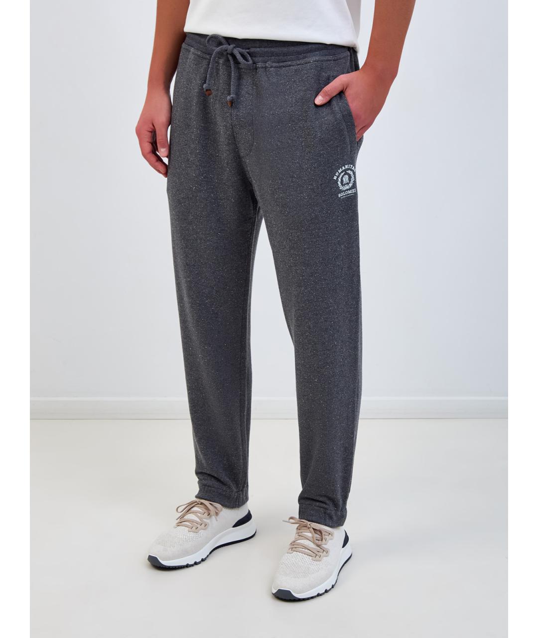 BRUNELLO CUCINELLI Серые хлопковые повседневные брюки, фото 3