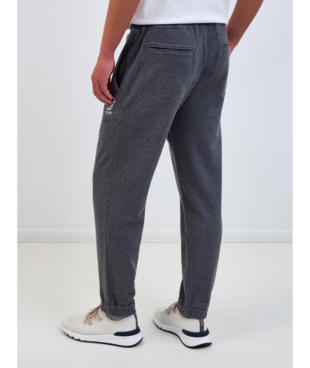 BRUNELLO CUCINELLI Серые хлопковые повседневные брюки, фото 4