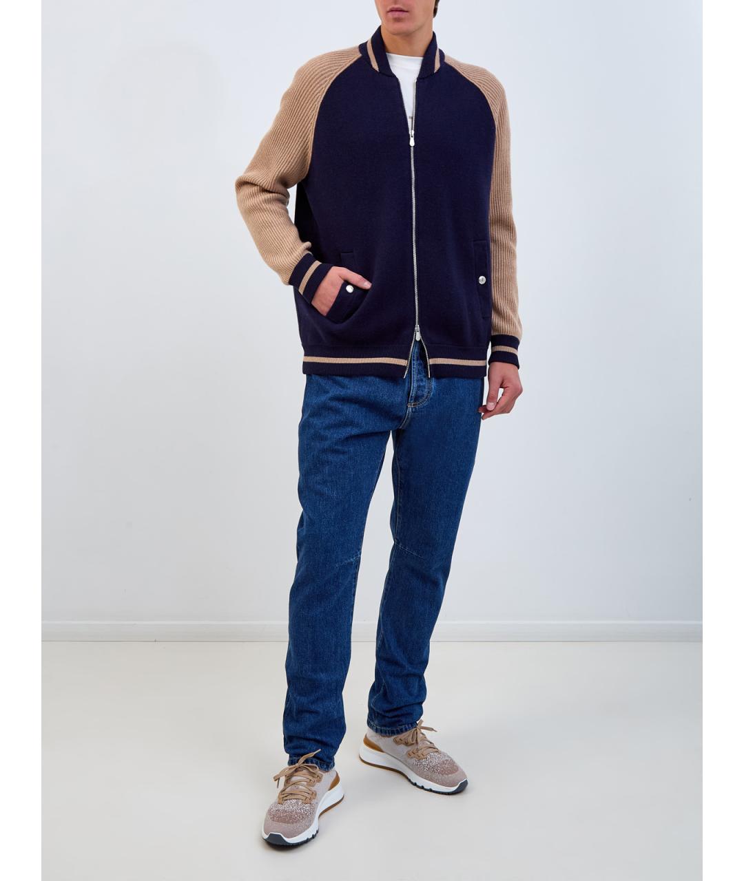 BRUNELLO CUCINELLI Синий шерстяной кардиган, фото 2