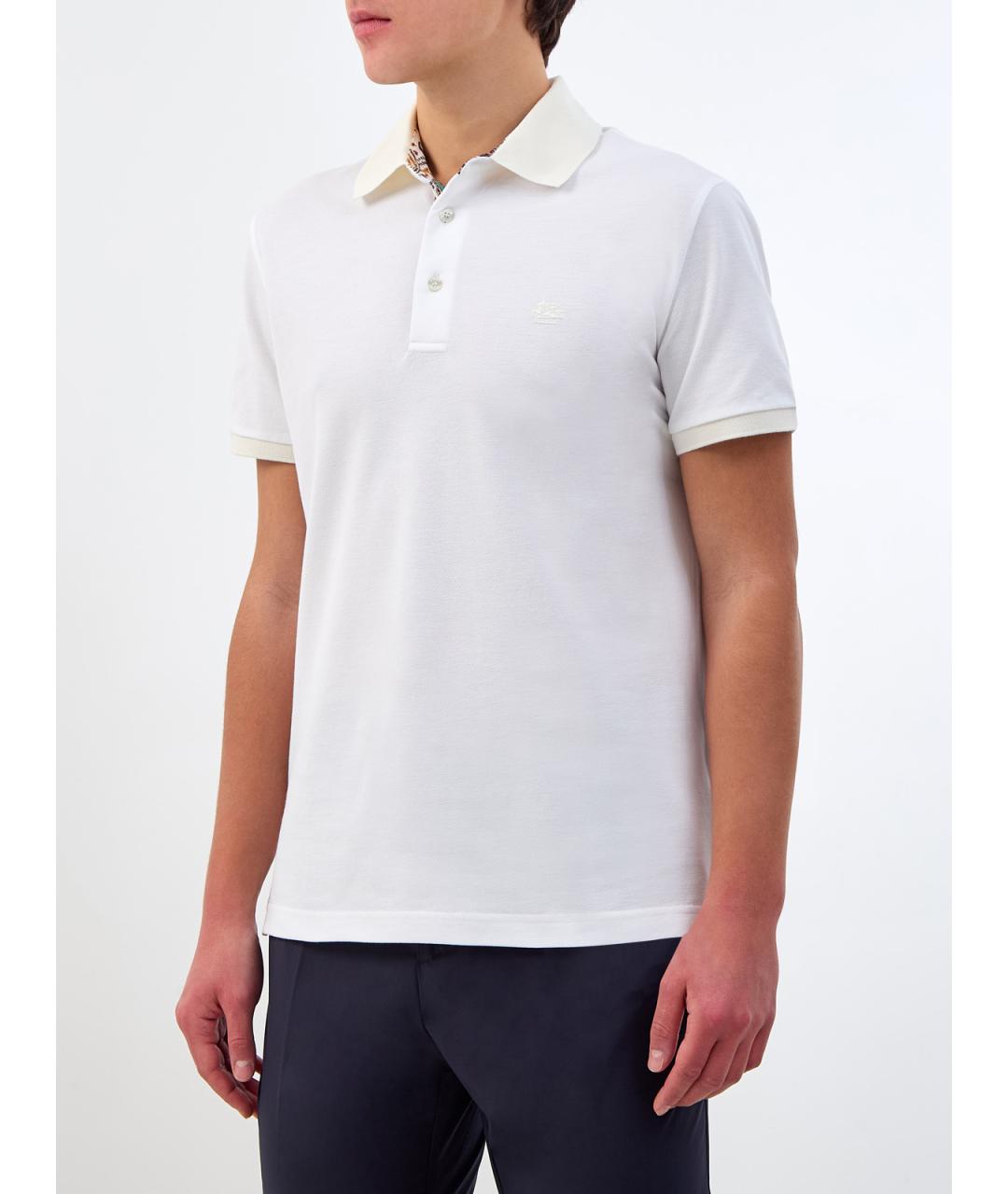 ETRO Белое хлопковое поло с коротким рукавом, фото 3