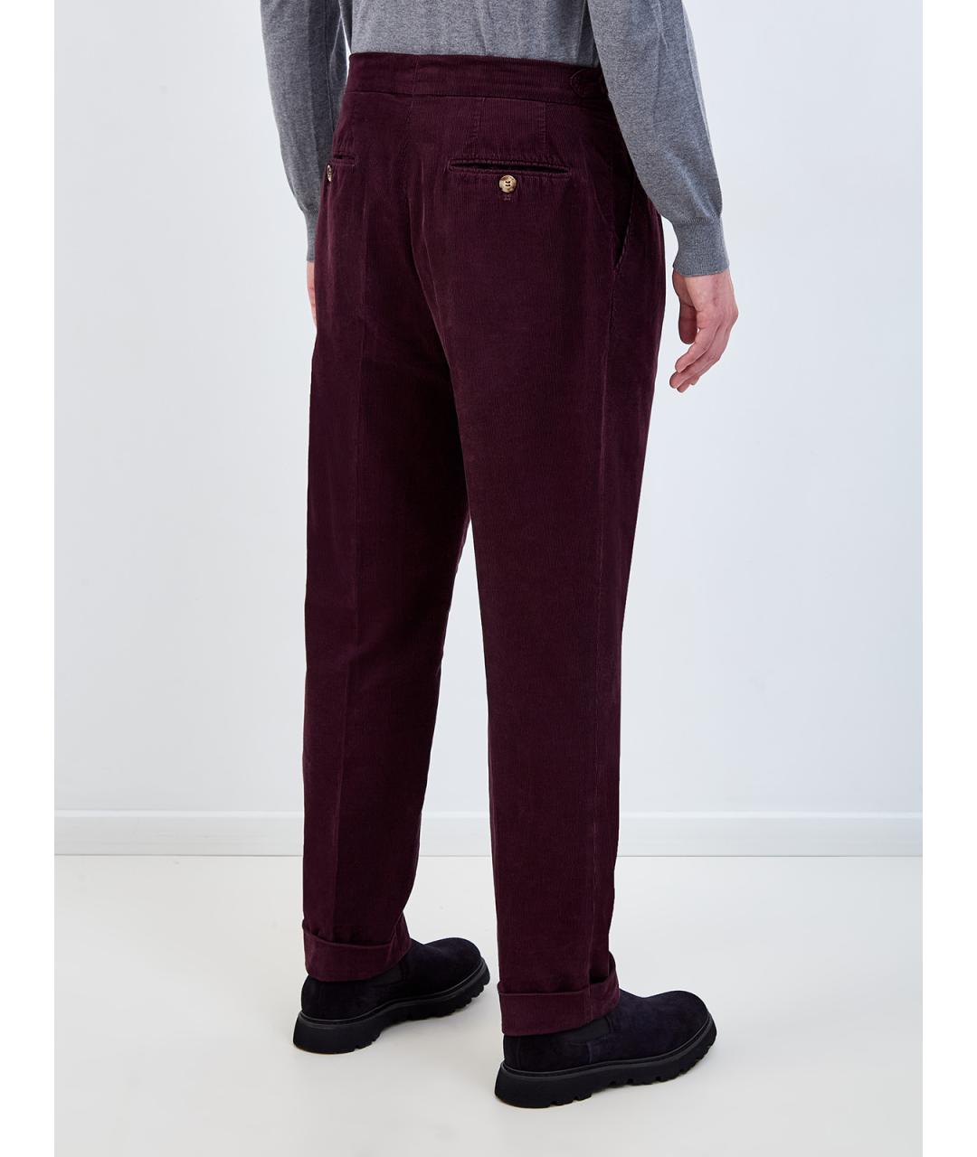 BRUNELLO CUCINELLI Фиолетовые хлопковые повседневные брюки, фото 4