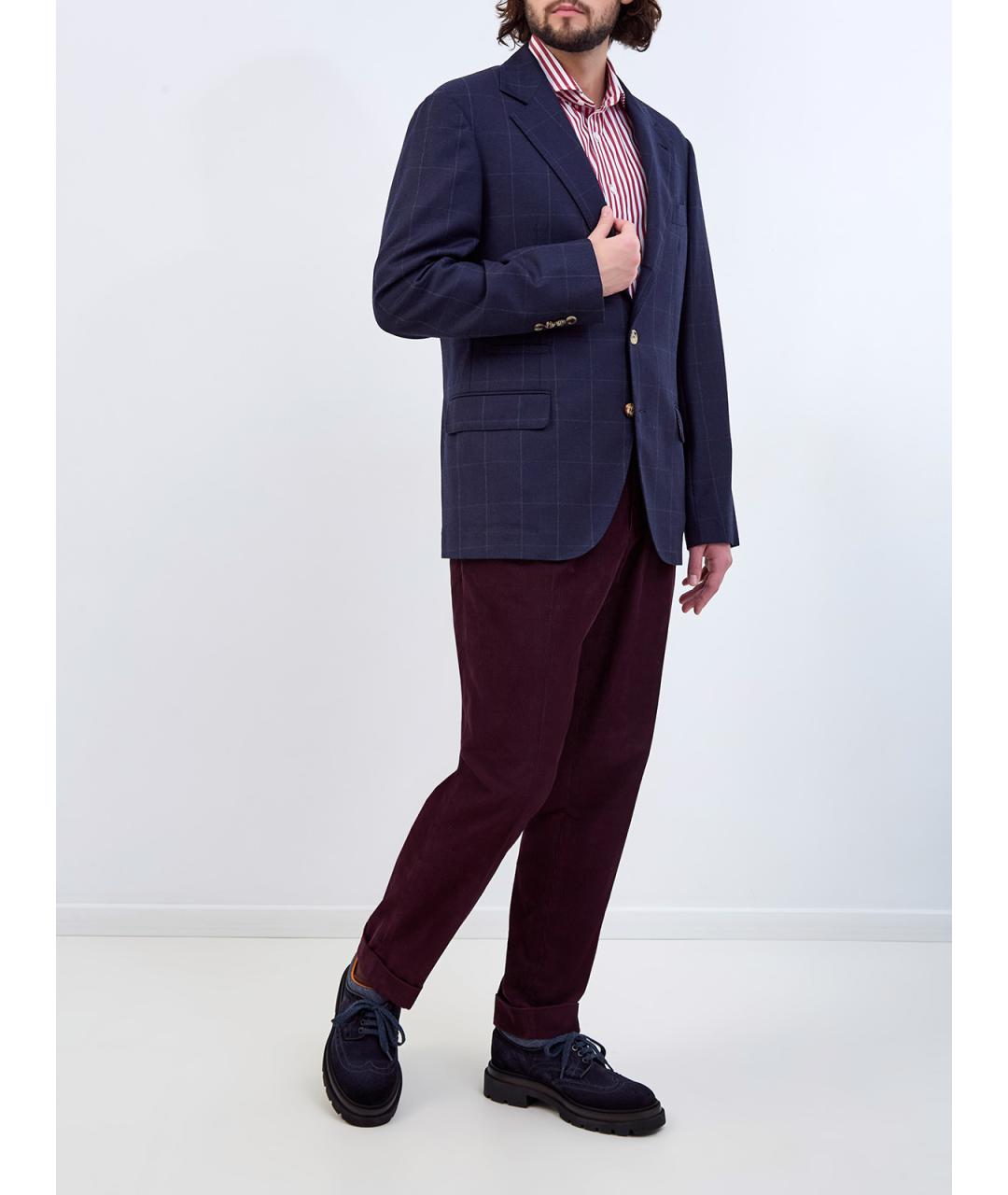 BRUNELLO CUCINELLI Фиолетовые хлопковые повседневные брюки, фото 2