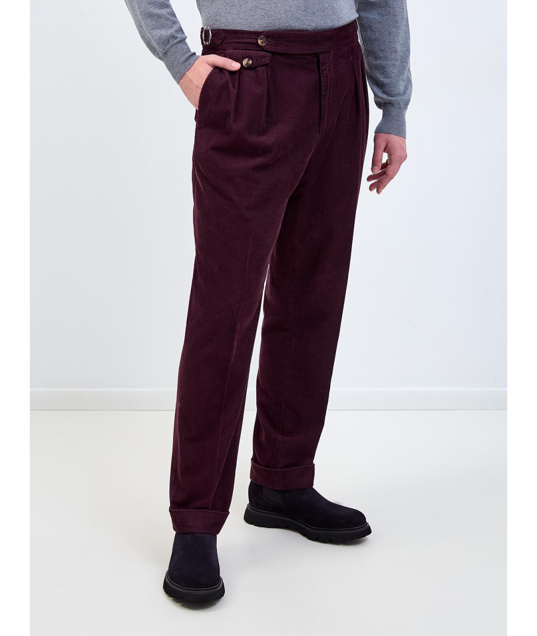 BRUNELLO CUCINELLI Фиолетовые хлопковые повседневные брюки, фото 3