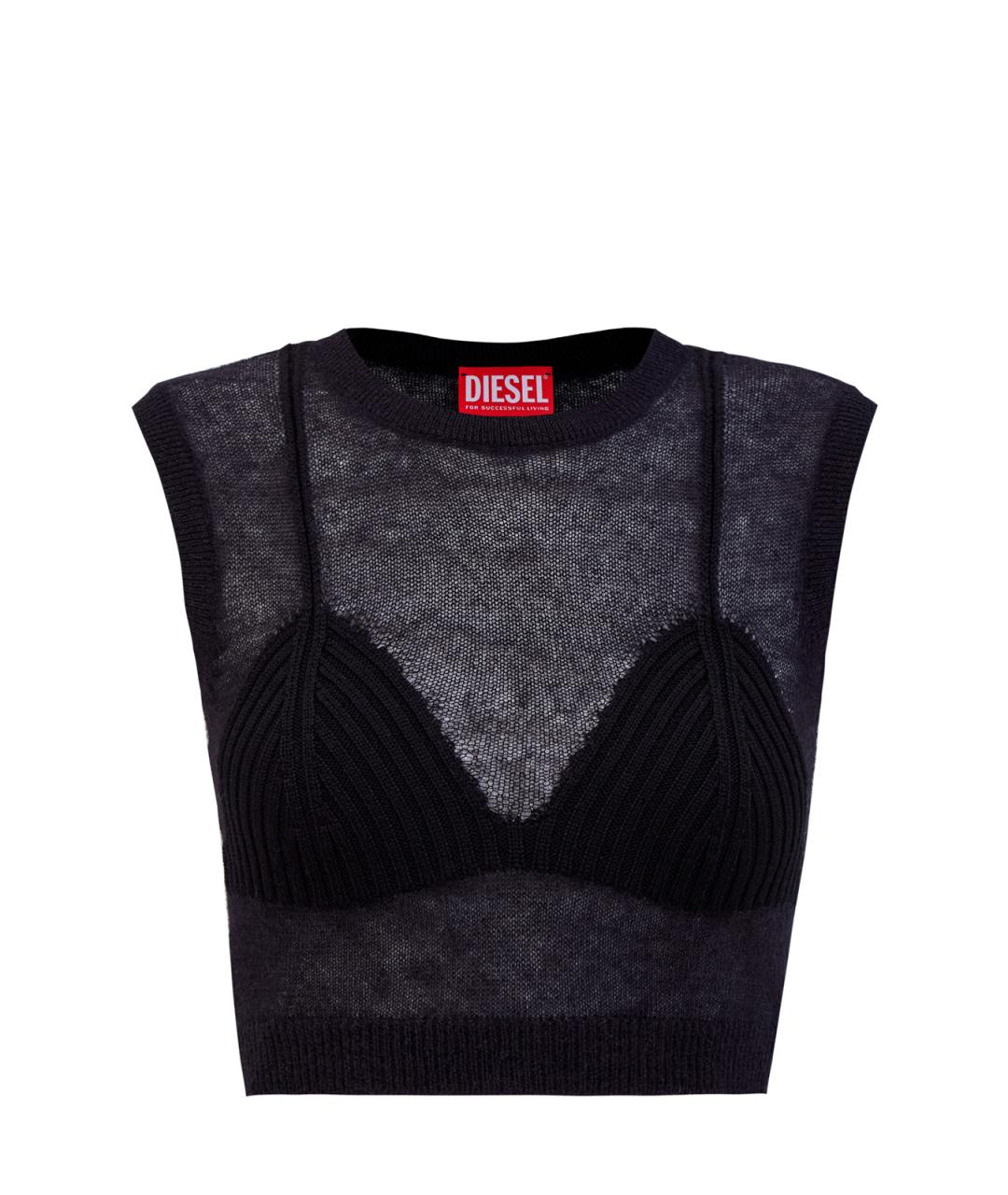 DIESEL Черная шерстяная майка, фото 1