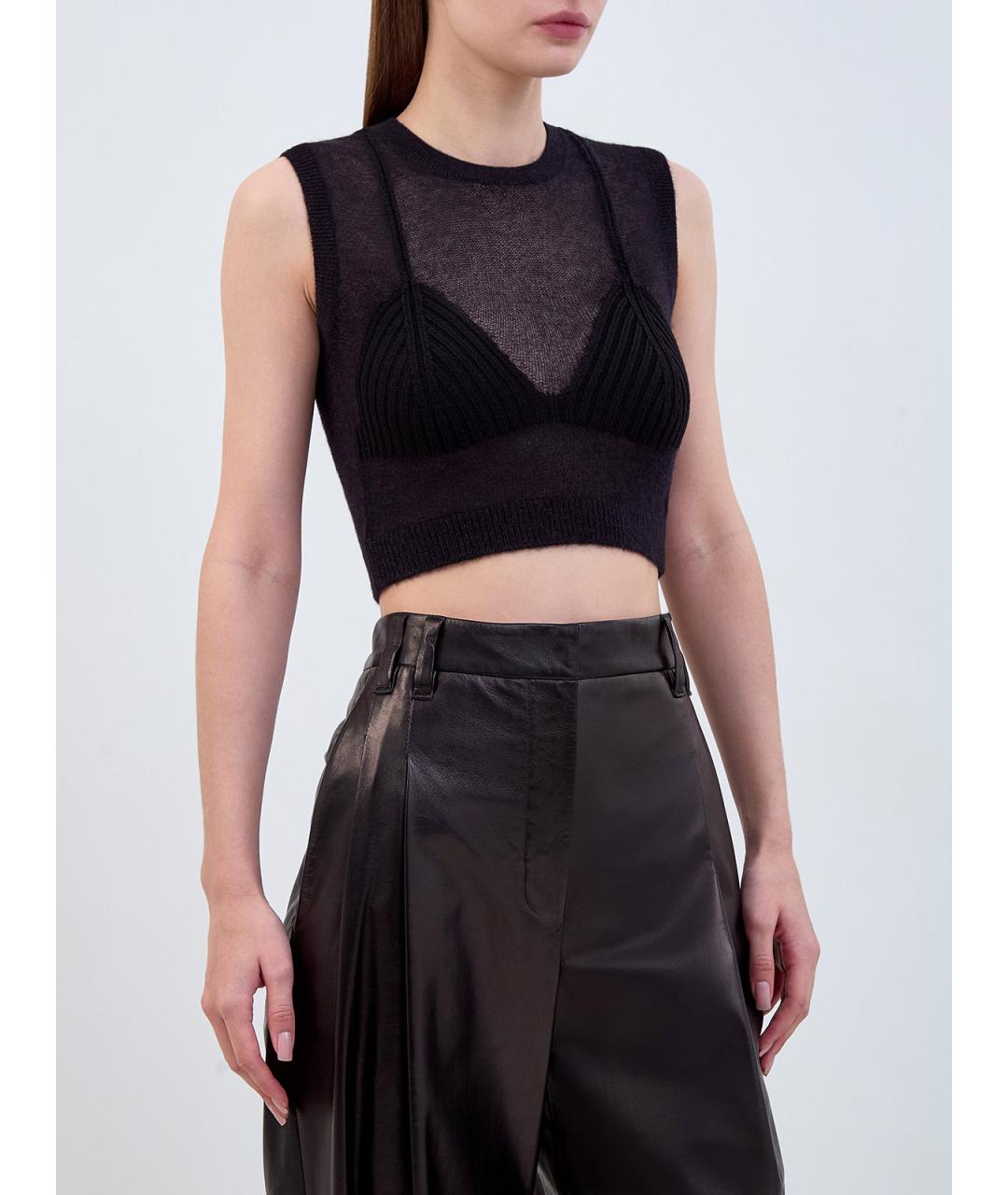 DIESEL Черная шерстяная майка, фото 3