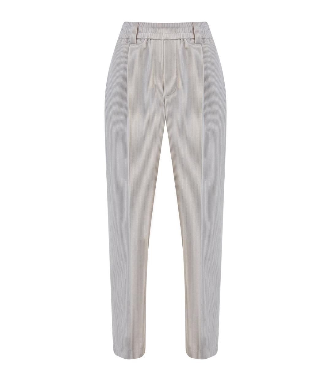 BRUNELLO CUCINELLI Белые хлопковые прямые брюки, фото 1