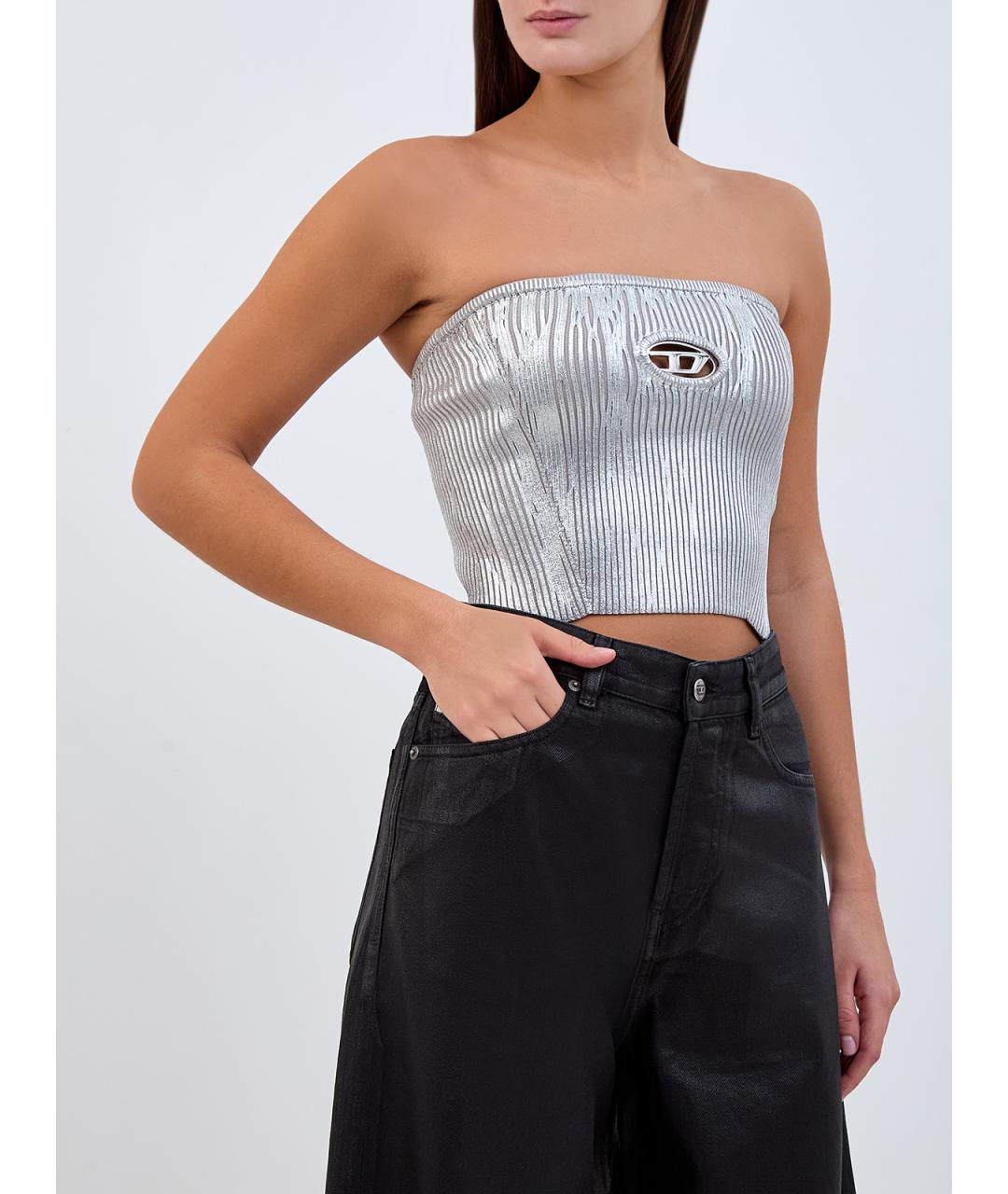 DIESEL Серебряная хлопковая майка, фото 3