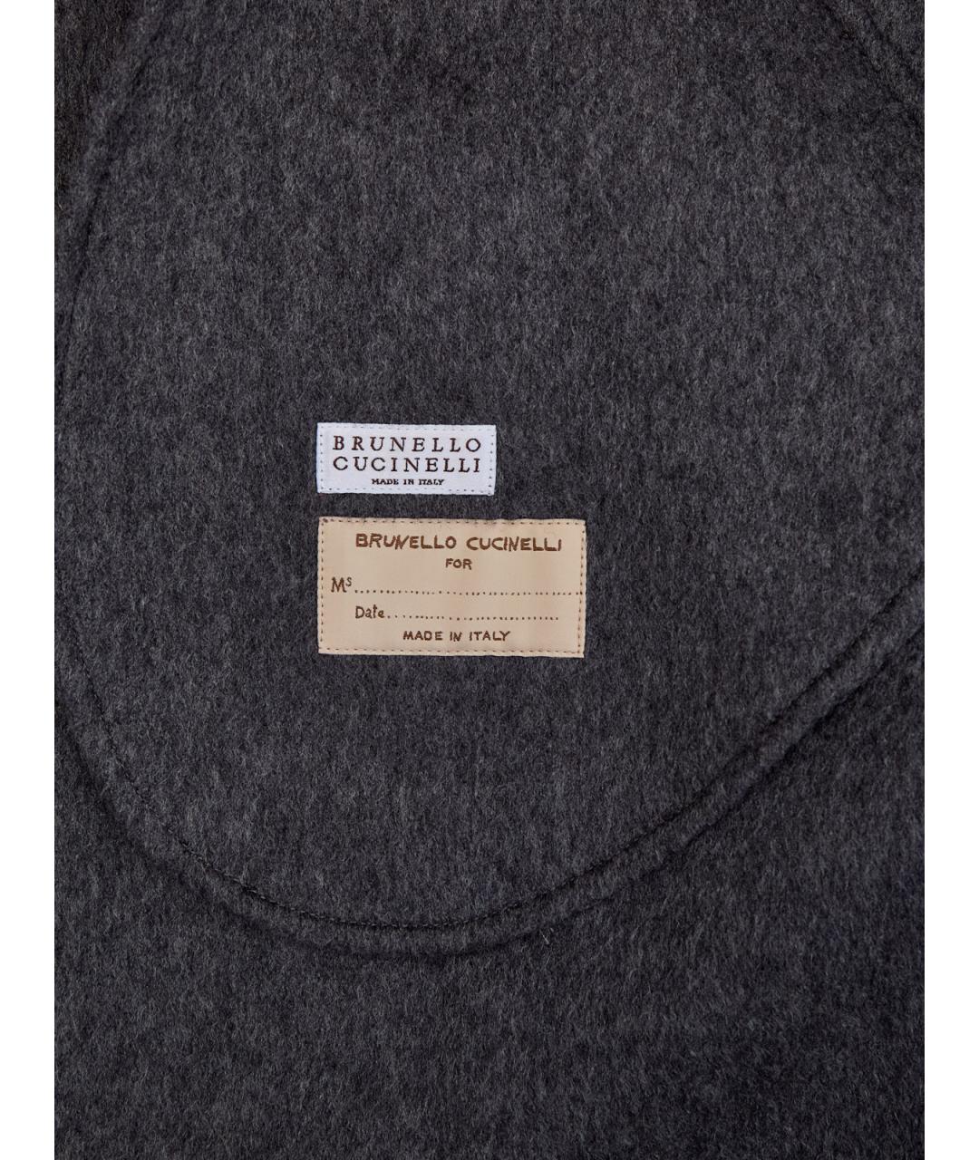 BRUNELLO CUCINELLI Серое кашемировое пальто, фото 6