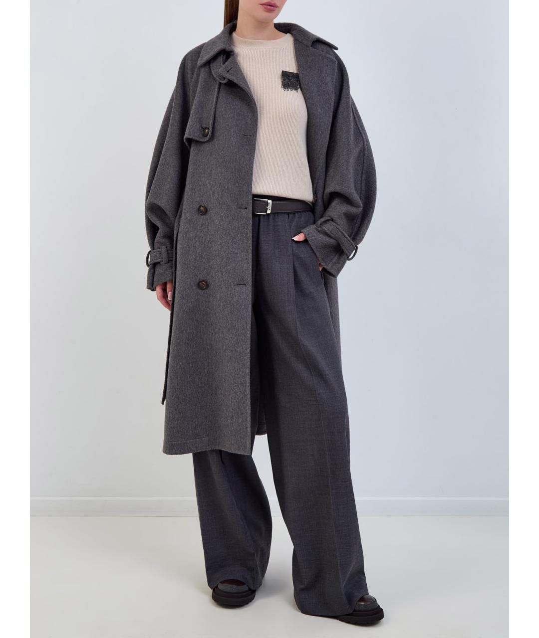 BRUNELLO CUCINELLI Серое кашемировое пальто, фото 2