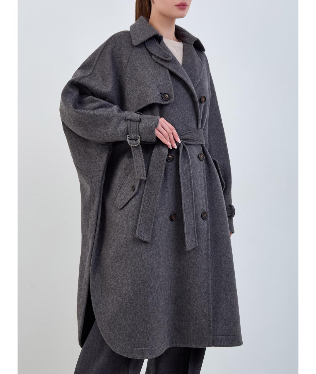BRUNELLO CUCINELLI Серое кашемировое пальто, фото 3