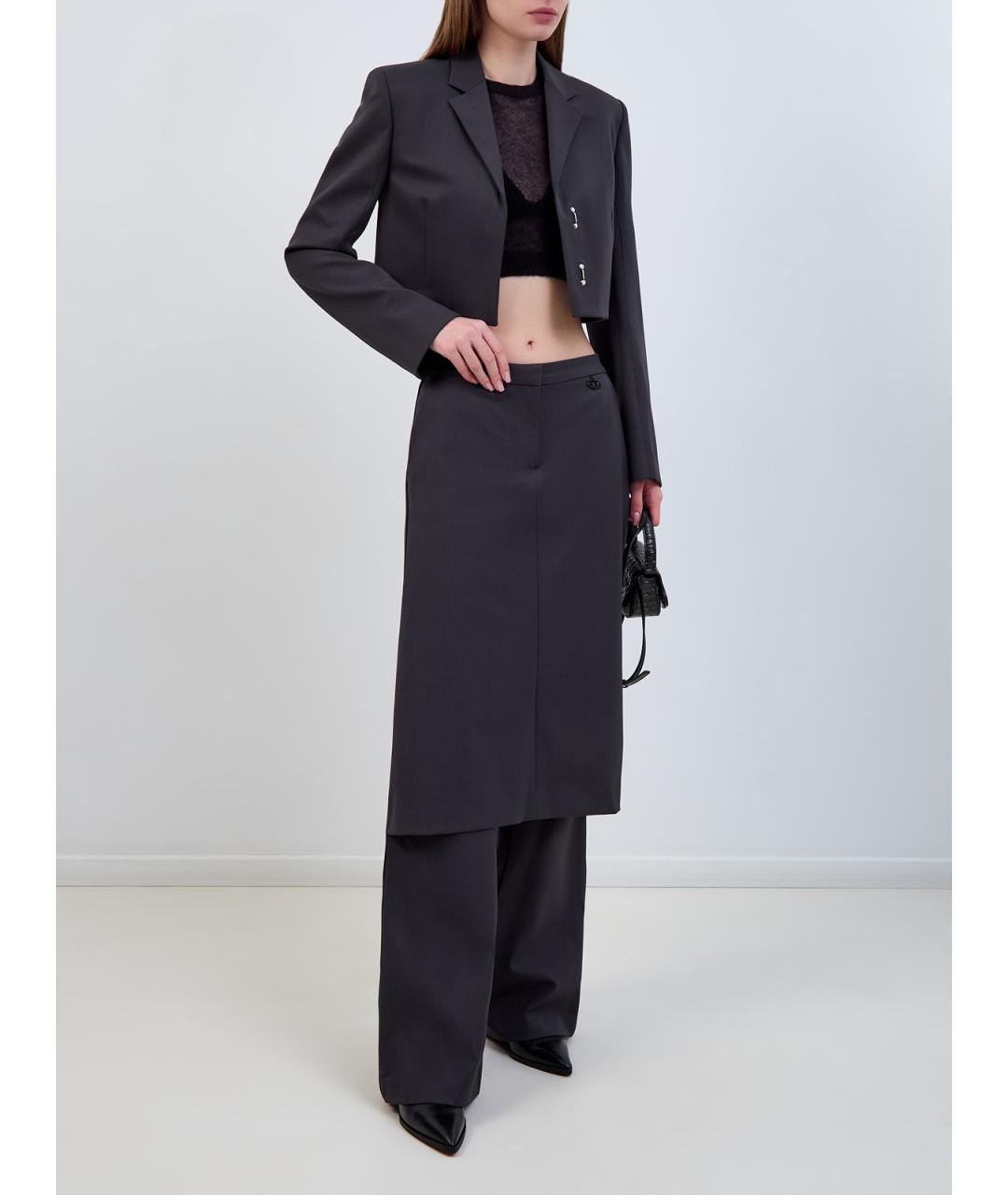 DIESEL Антрацитовый полиэстеровый жакет/пиджак, фото 2