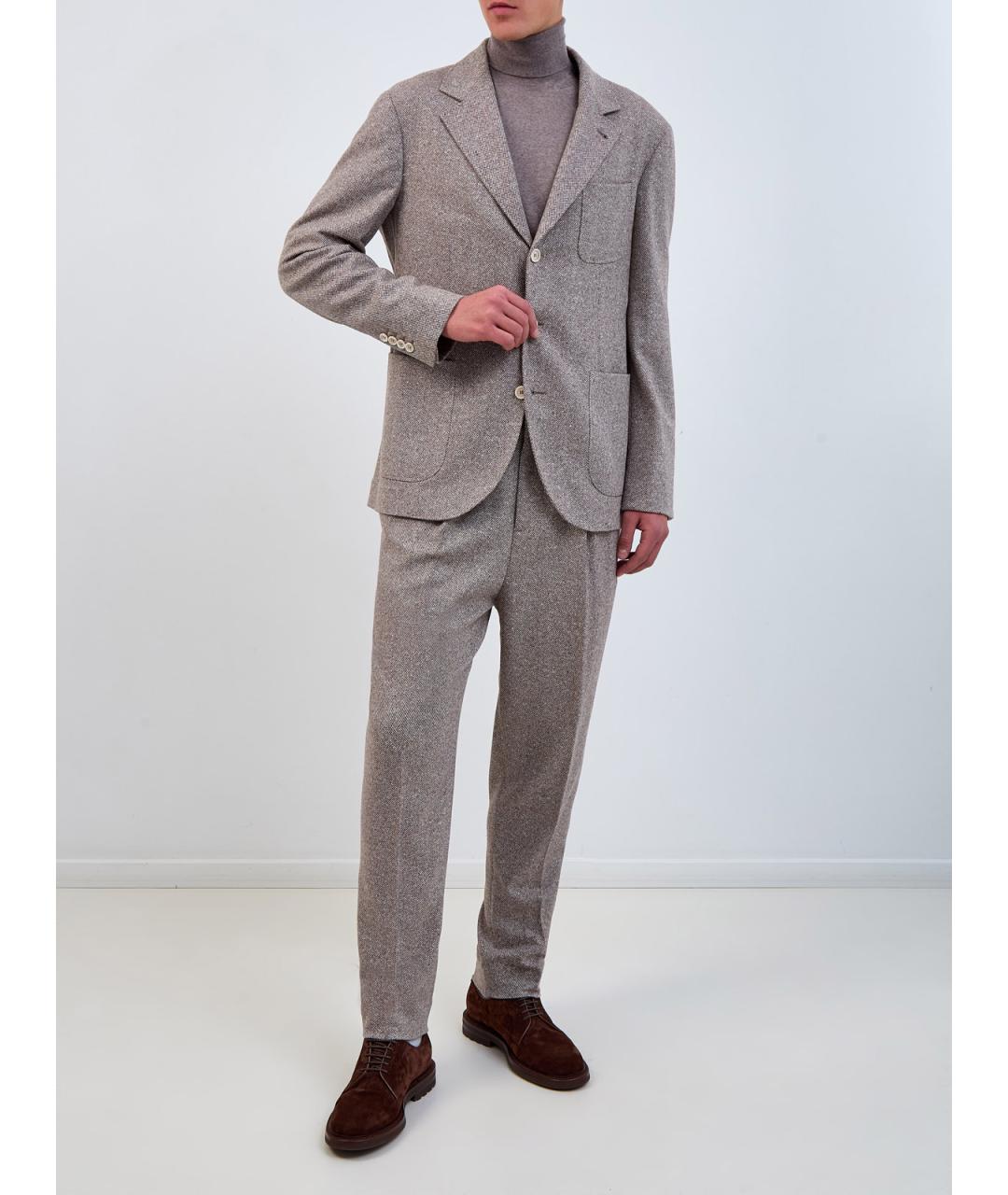 BRUNELLO CUCINELLI Бежевый классический костюм, фото 2