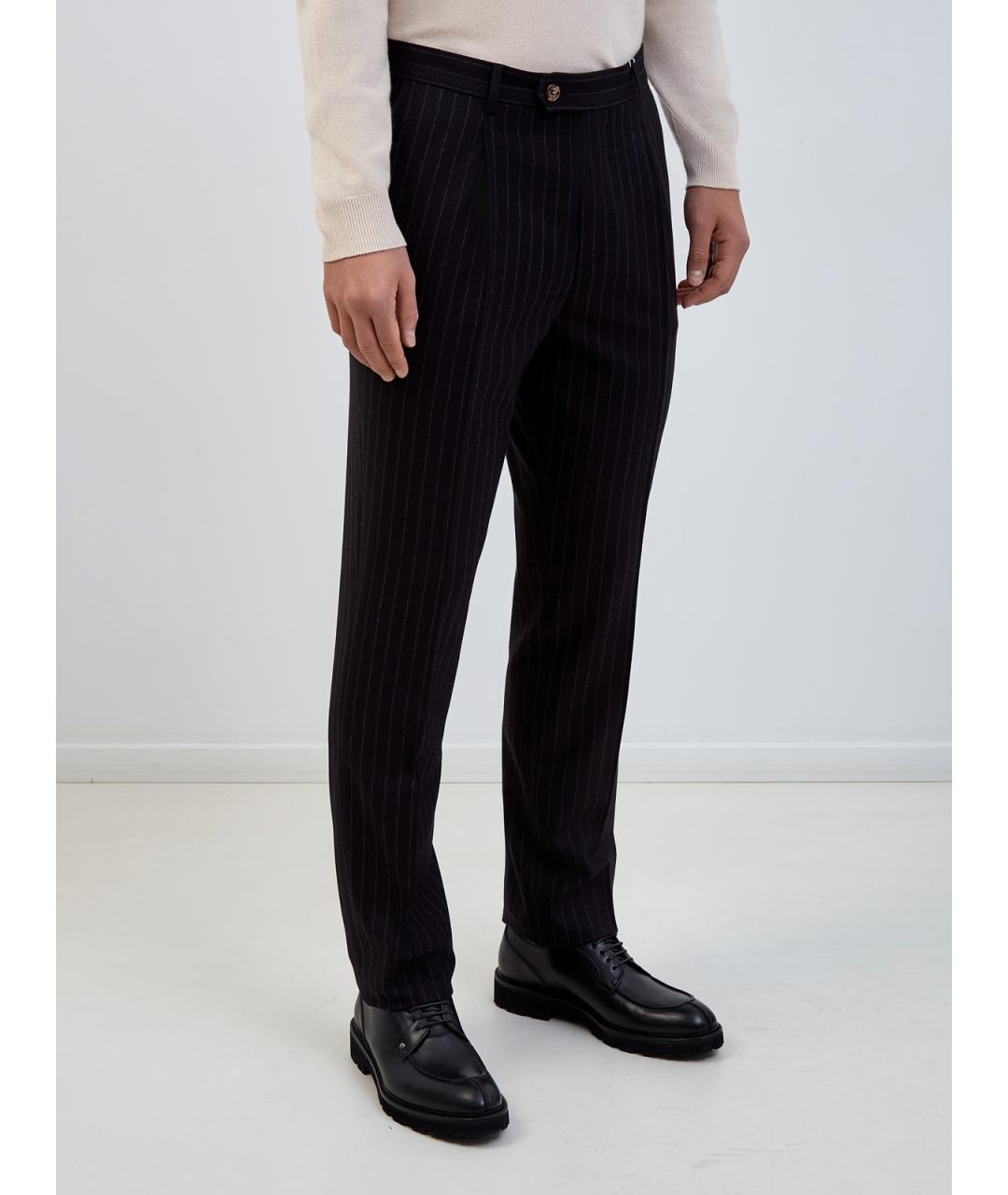 BRUNELLO CUCINELLI Черные шерстяные классические брюки, фото 3