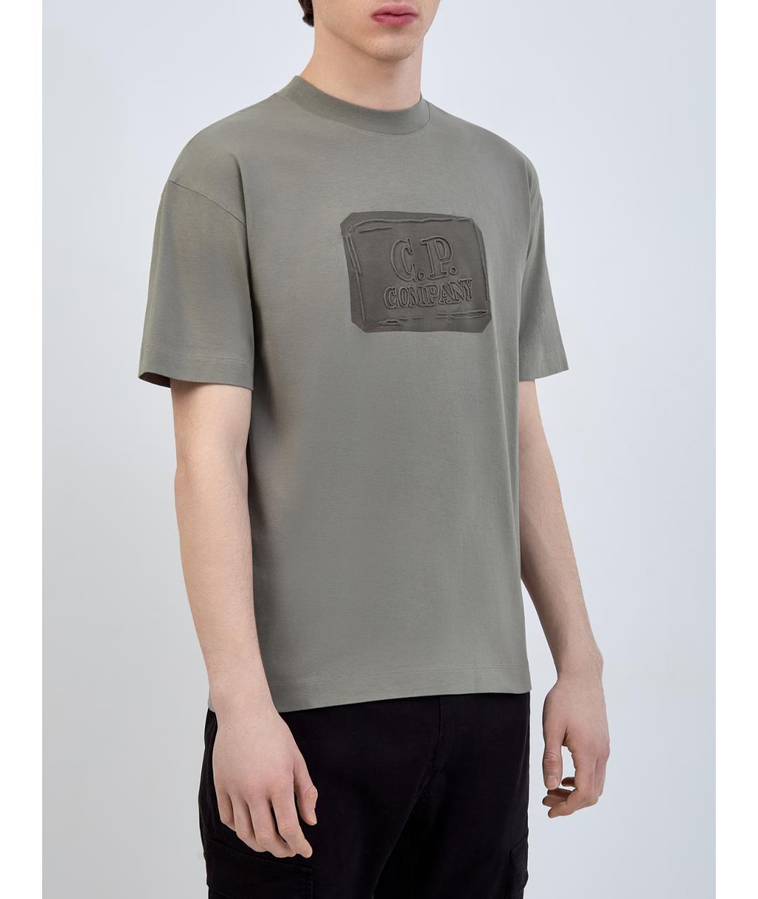 CP COMPANY Хаки хлопковая футболка, фото 3