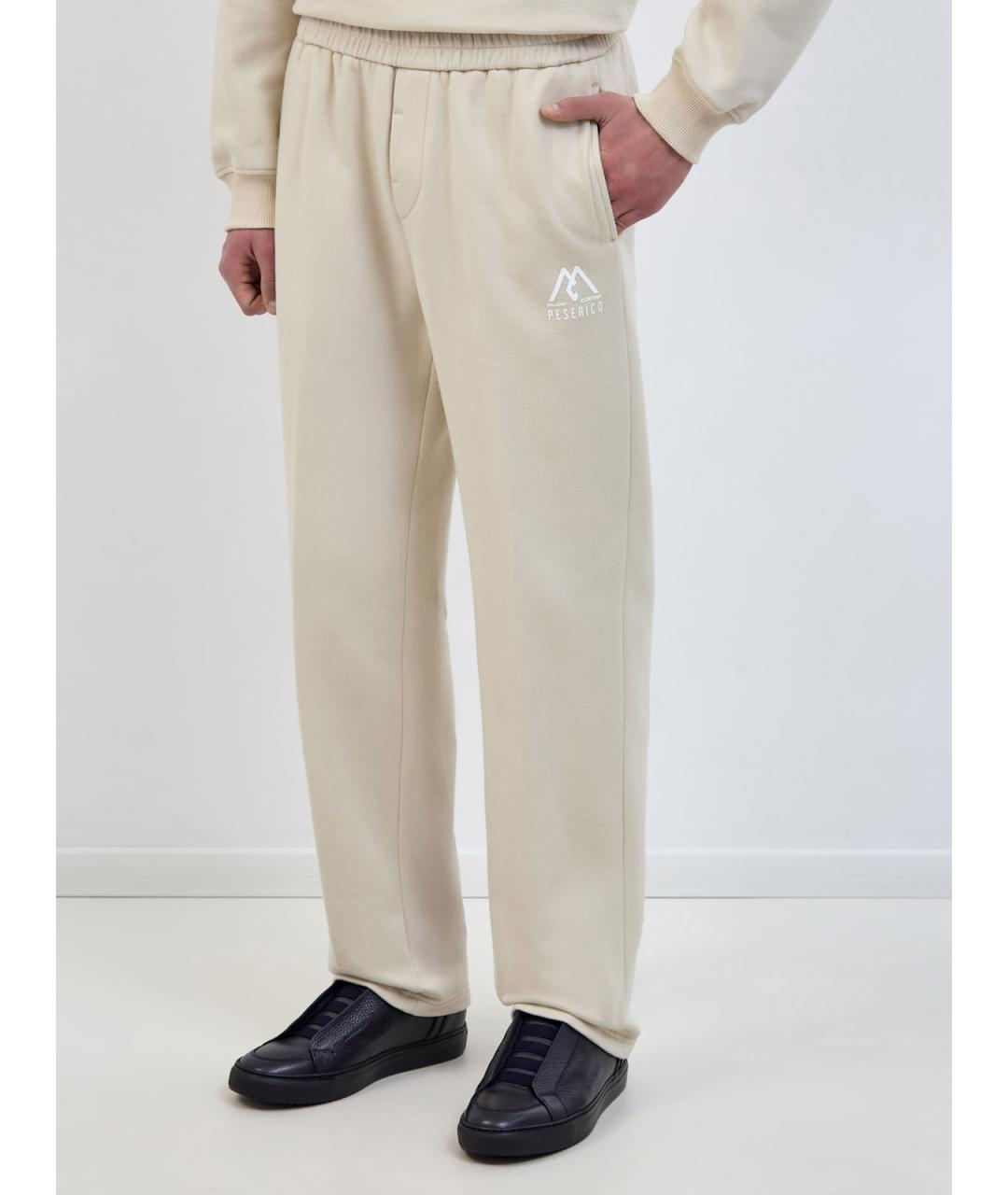 PESERICO Бежевые шерстяные повседневные брюки, фото 3