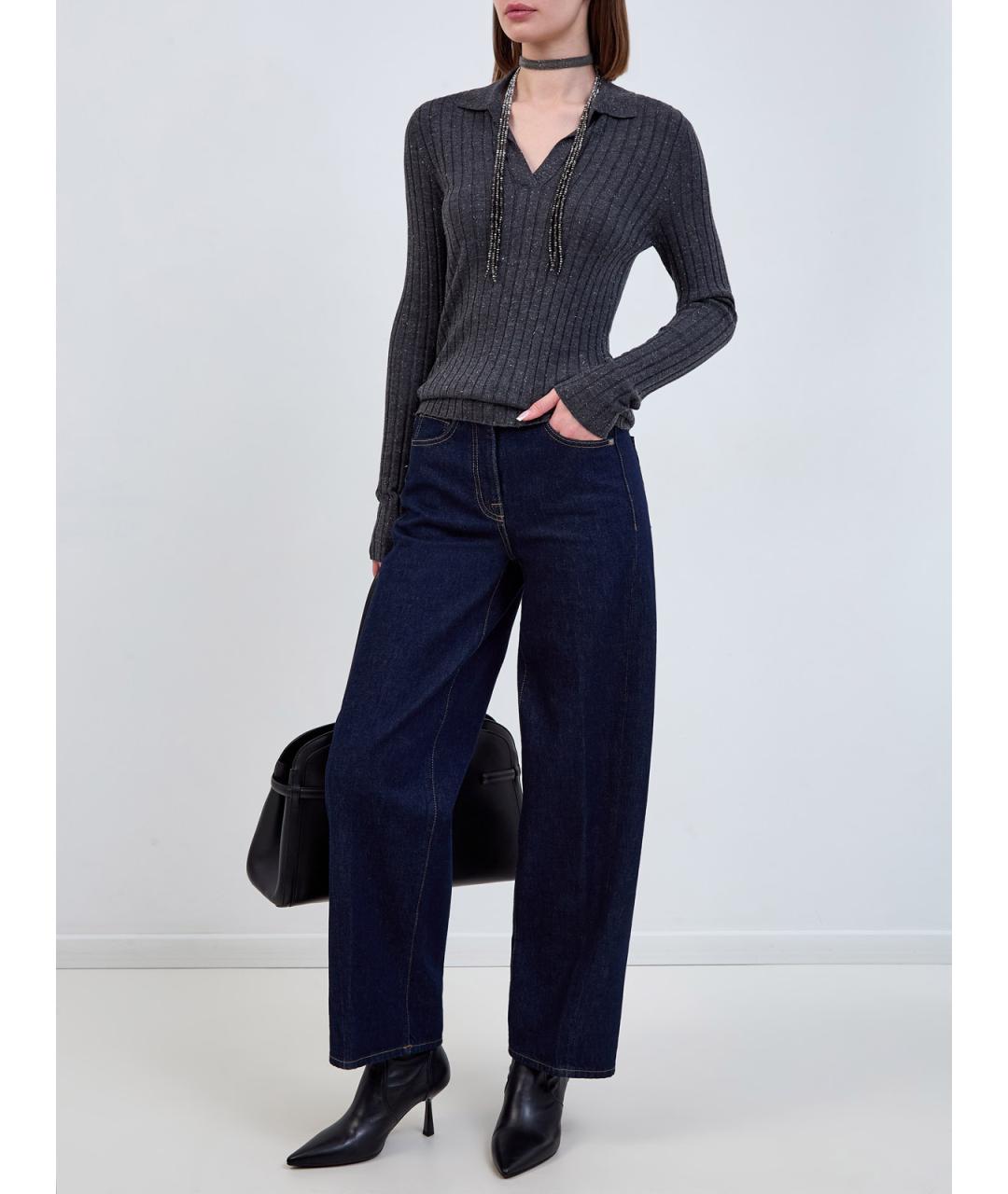 PESERICO Синие хлопковые прямые джинсы, фото 2