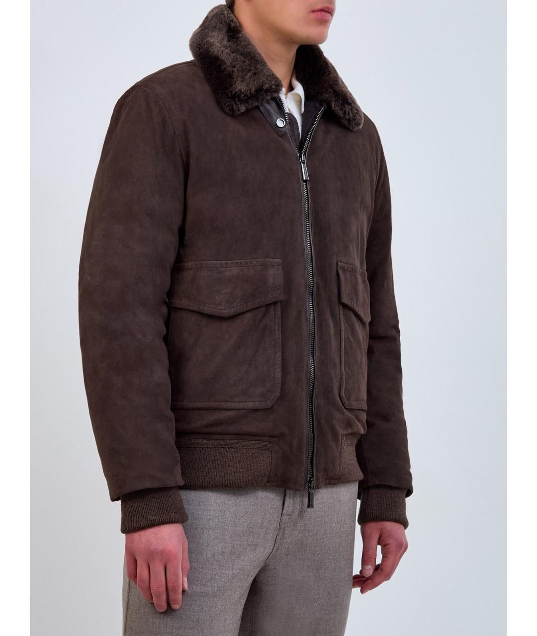 MOORER Коричневый замшевый пуховик, фото 3