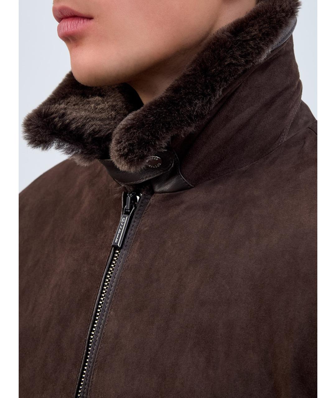 MOORER Коричневый замшевый пуховик, фото 5