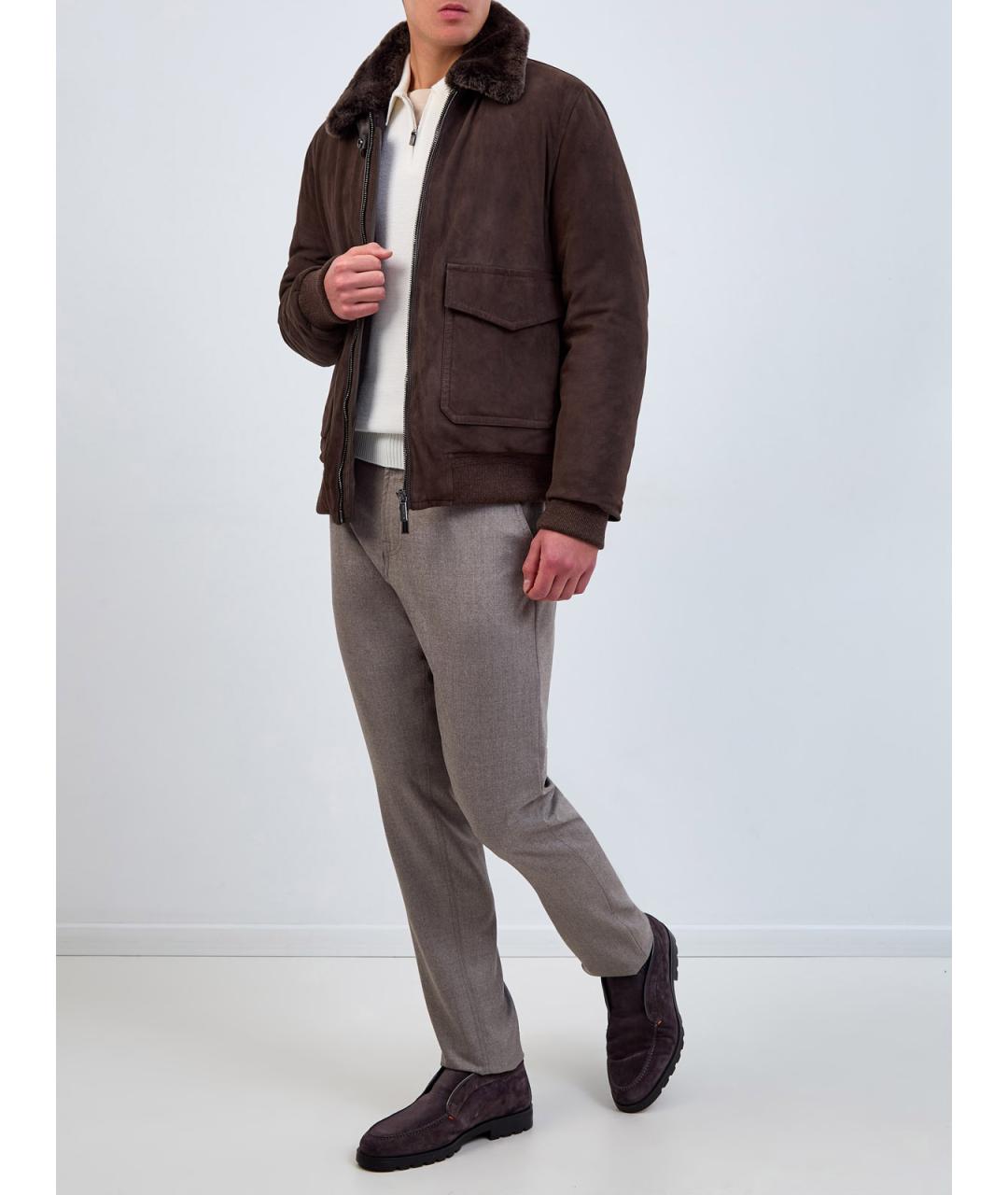 MOORER Коричневый замшевый пуховик, фото 2