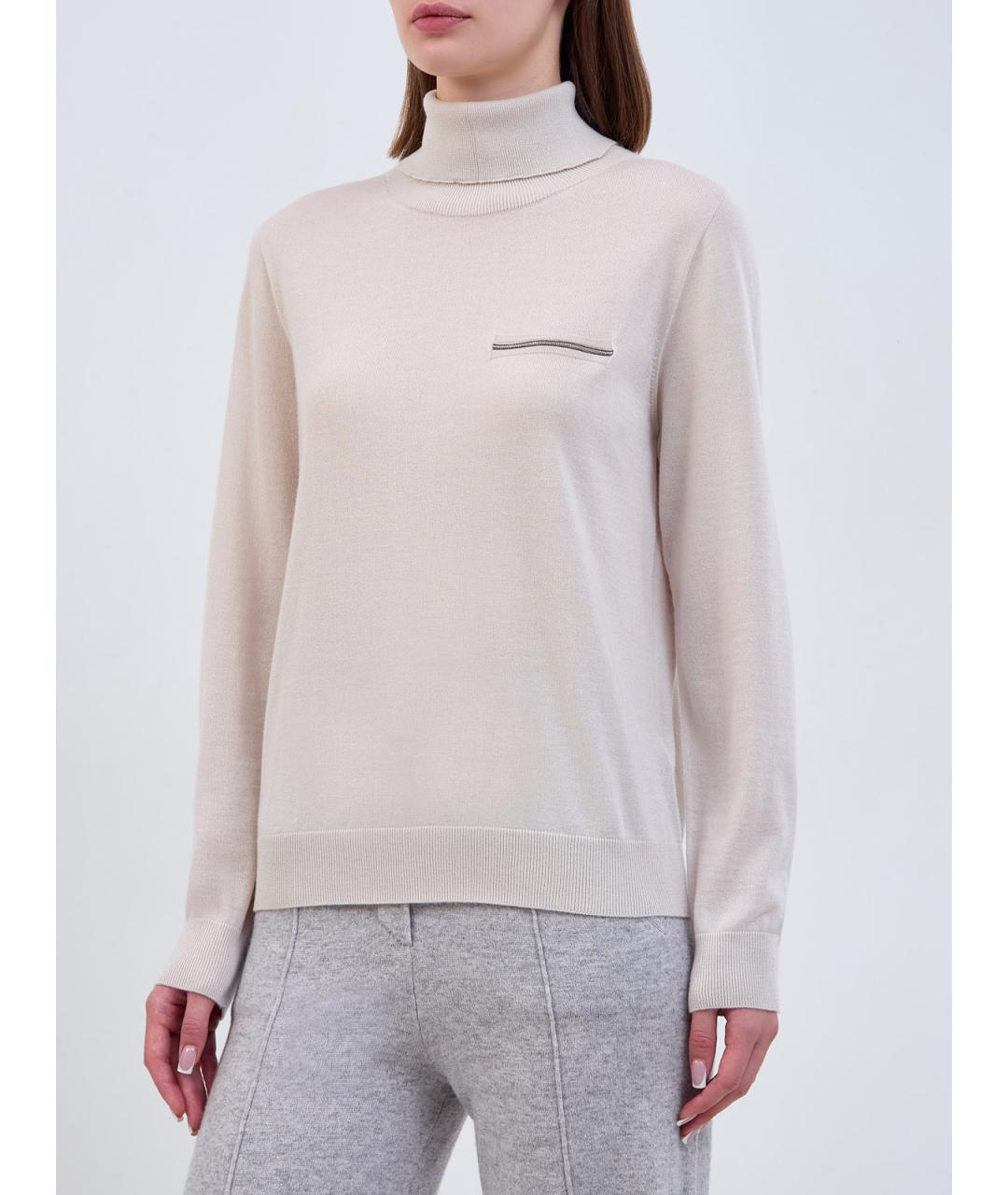 PESERICO Бежевая кашемировая водолазка, фото 3
