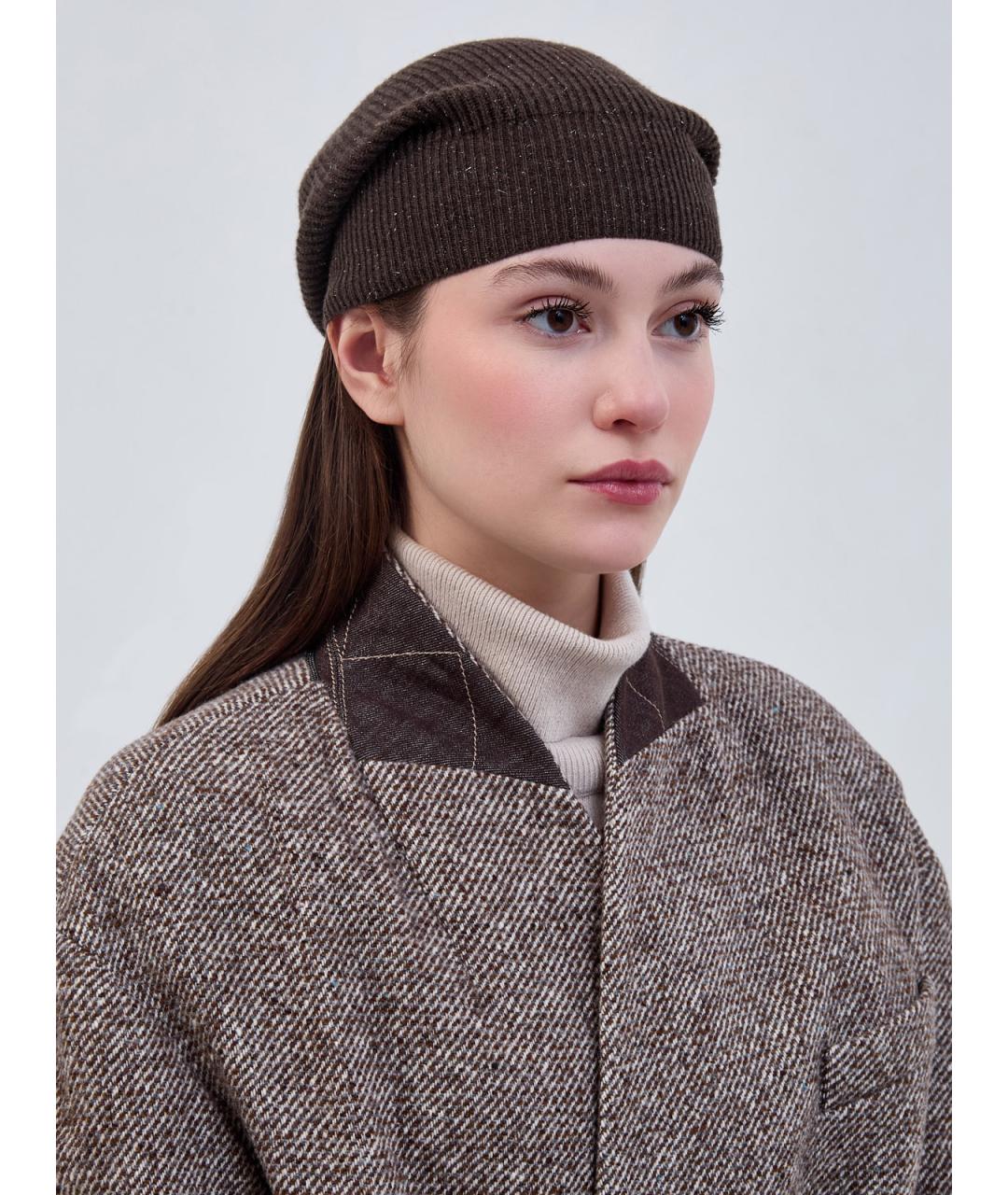 PESERICO Коричневая шерстяная шапка, фото 2