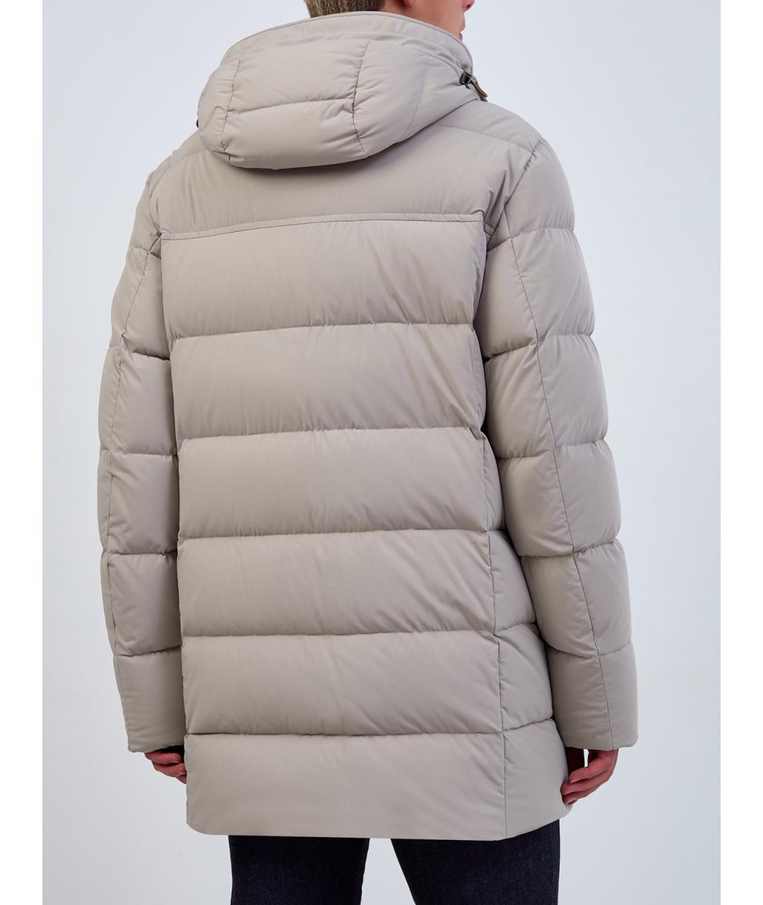 MOORER Бежевый полиамидовый пуховик, фото 4