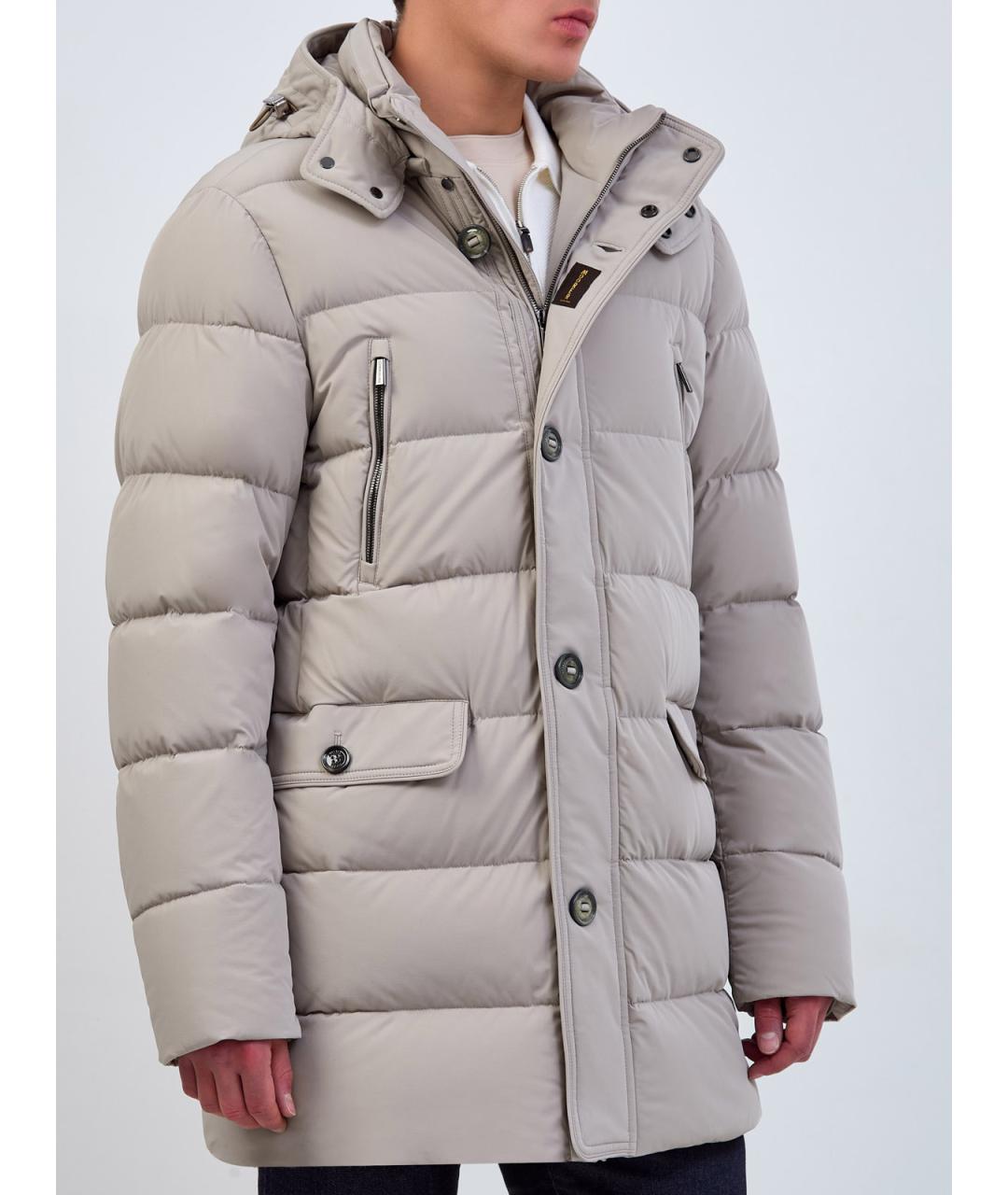 MOORER Бежевый полиамидовый пуховик, фото 3