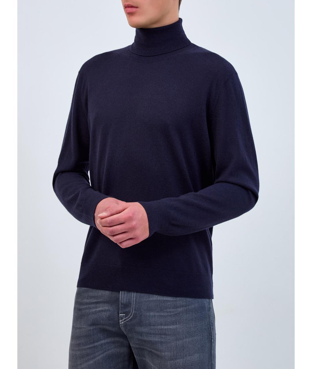 ELEVENTY Темно-синяя кашемировая водолазка, фото 3