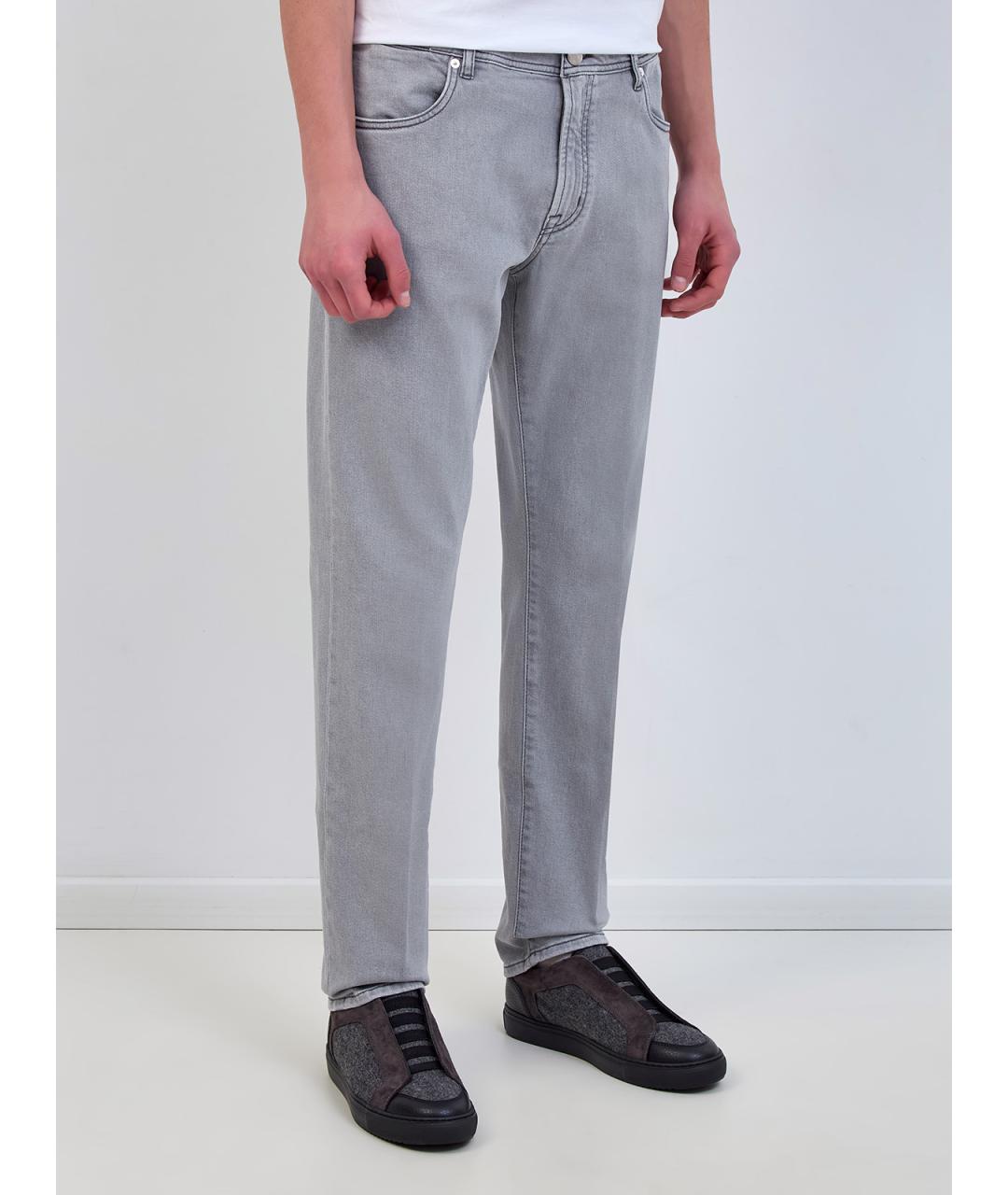 PESERICO Серые хлопковые прямые джинсы, фото 3