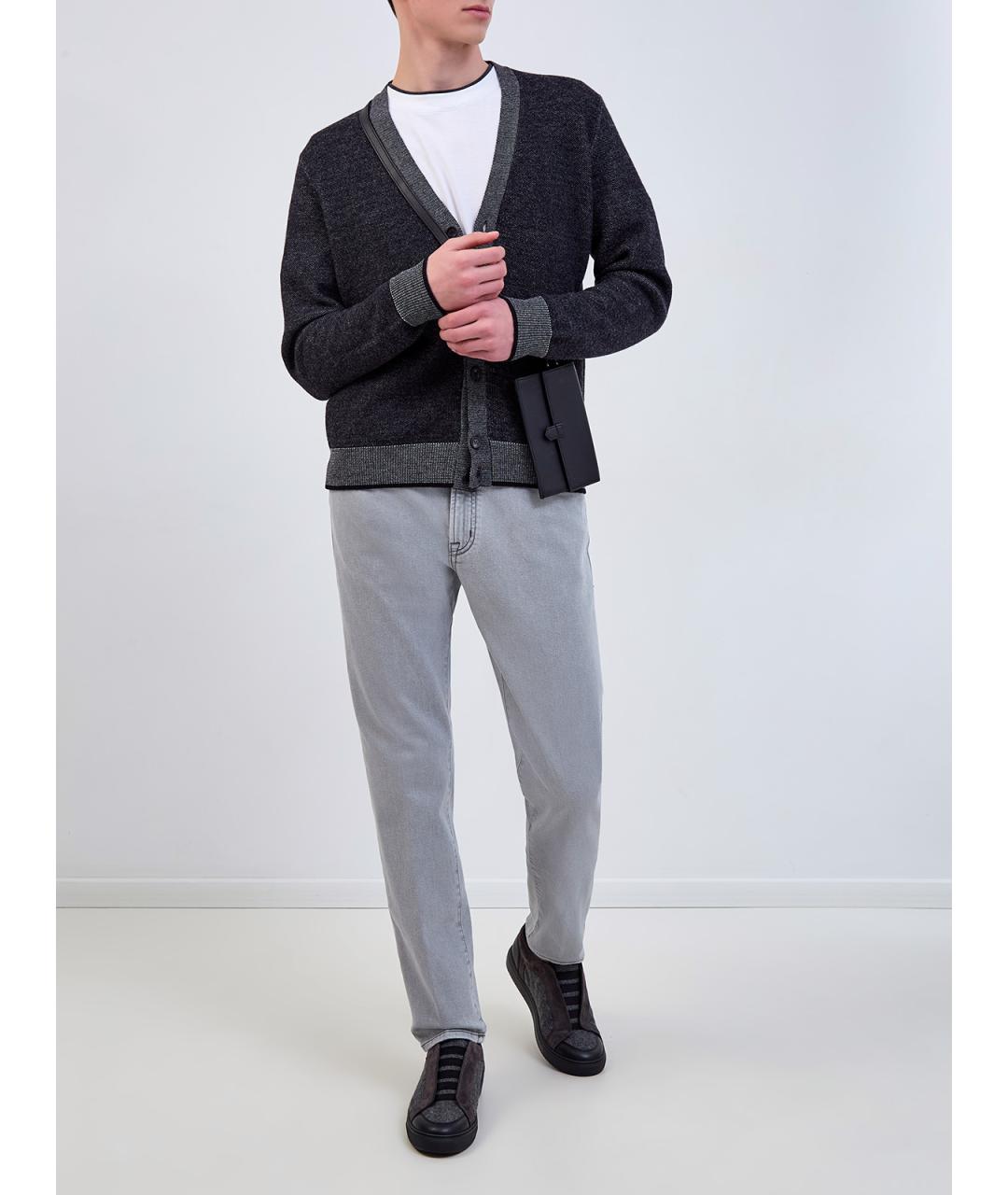 PESERICO Серые хлопковые прямые джинсы, фото 2