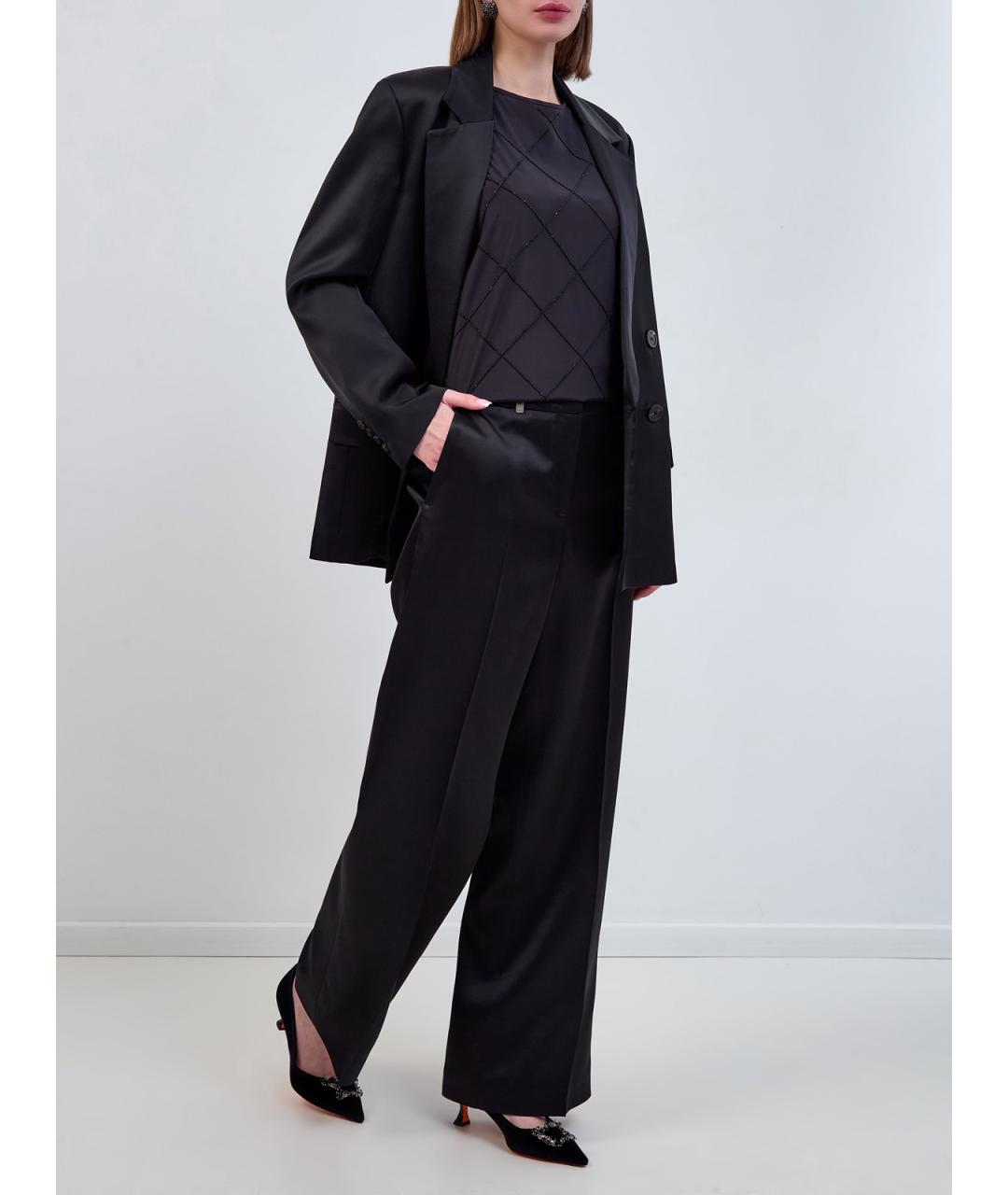 PESERICO Черные вискозные брюки широкие, фото 2