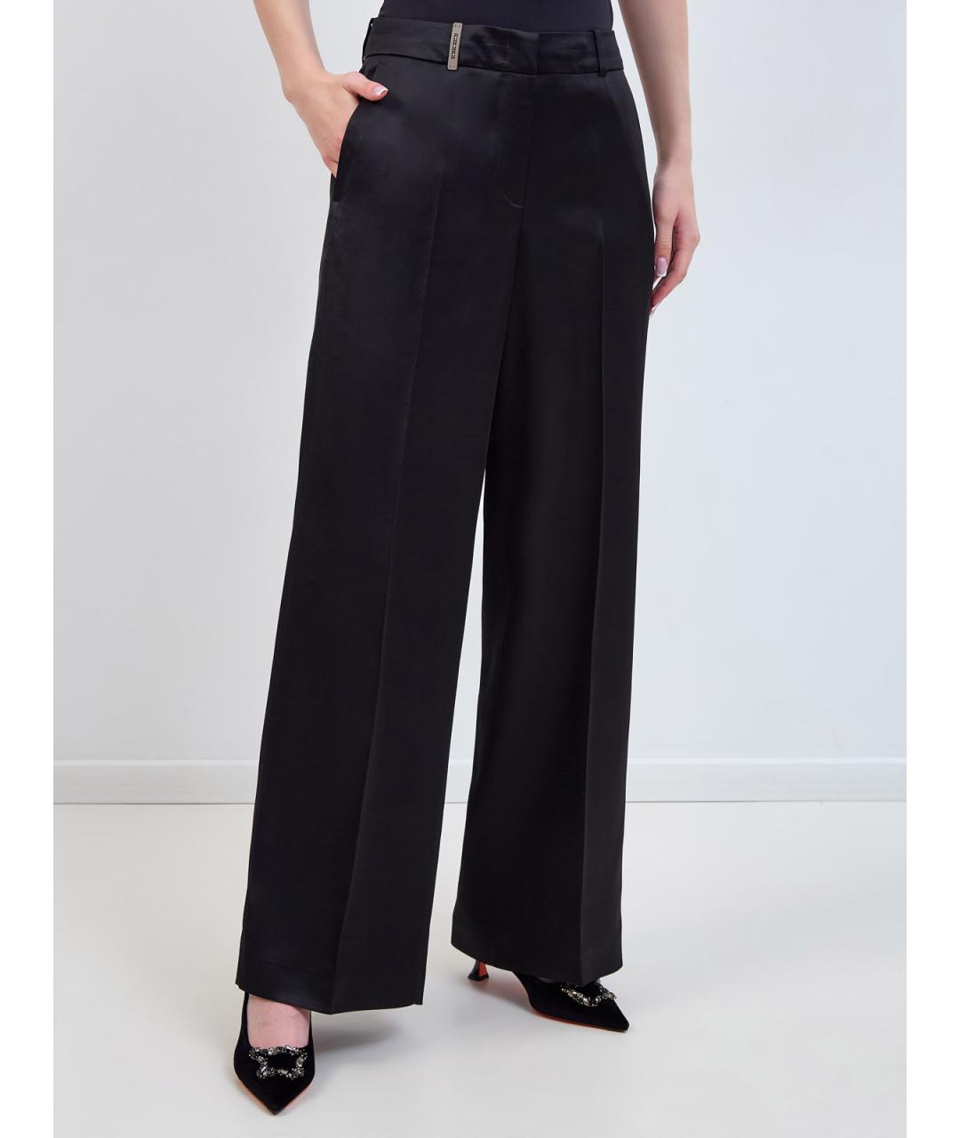 PESERICO Черные вискозные брюки широкие, фото 3