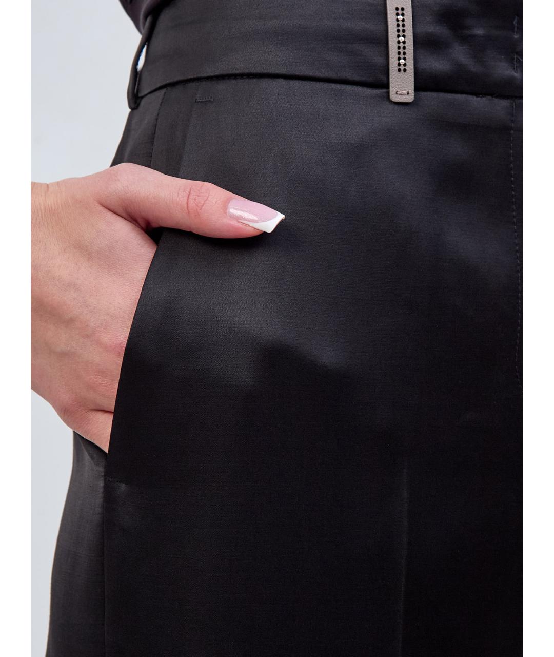 PESERICO Черные вискозные брюки широкие, фото 5