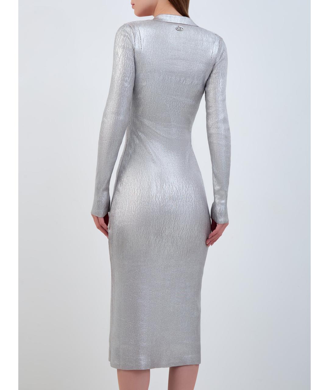 DIESEL Серебряное хлопковое повседневное платье, фото 4