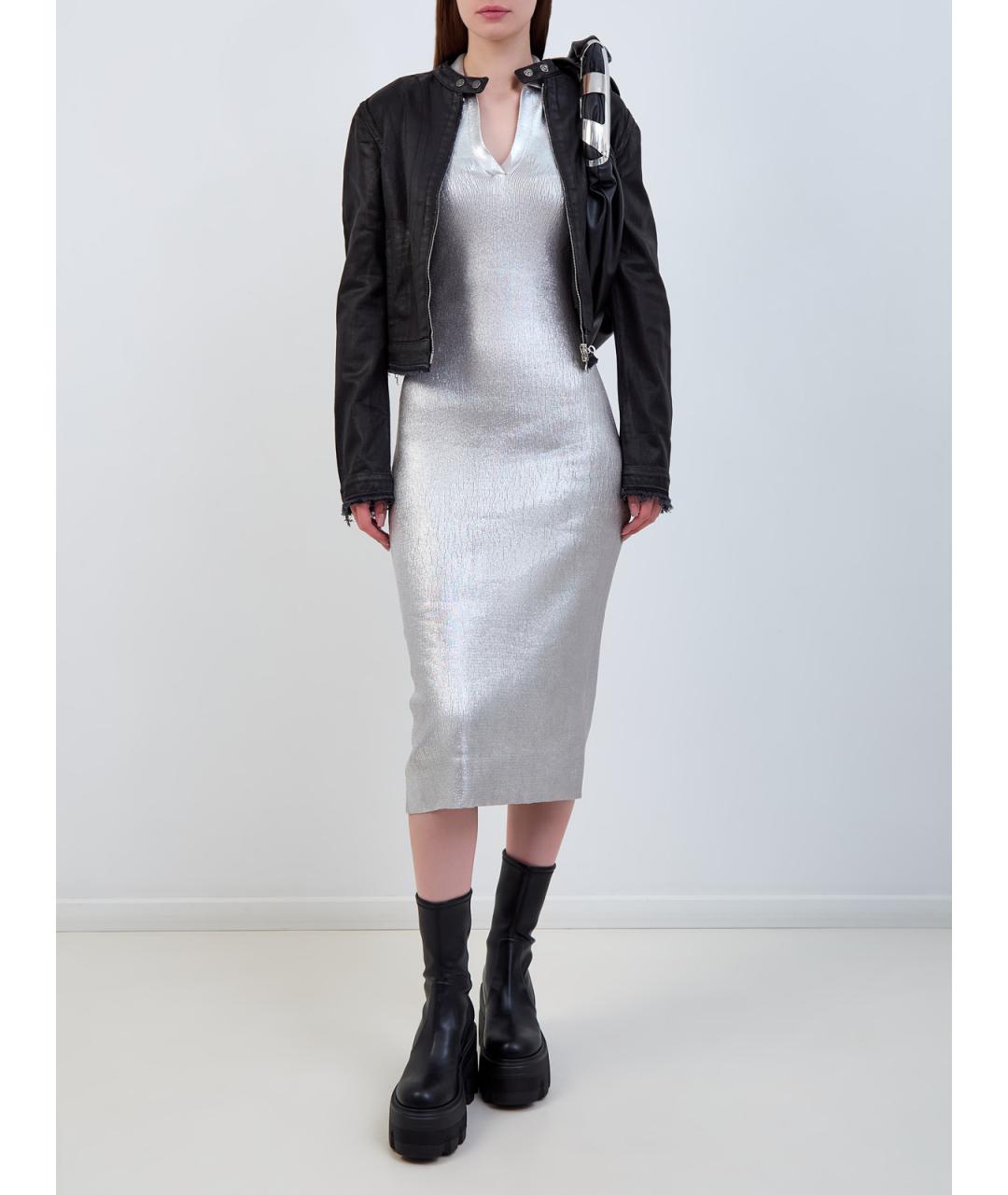 DIESEL Серебряное хлопковое повседневное платье, фото 2