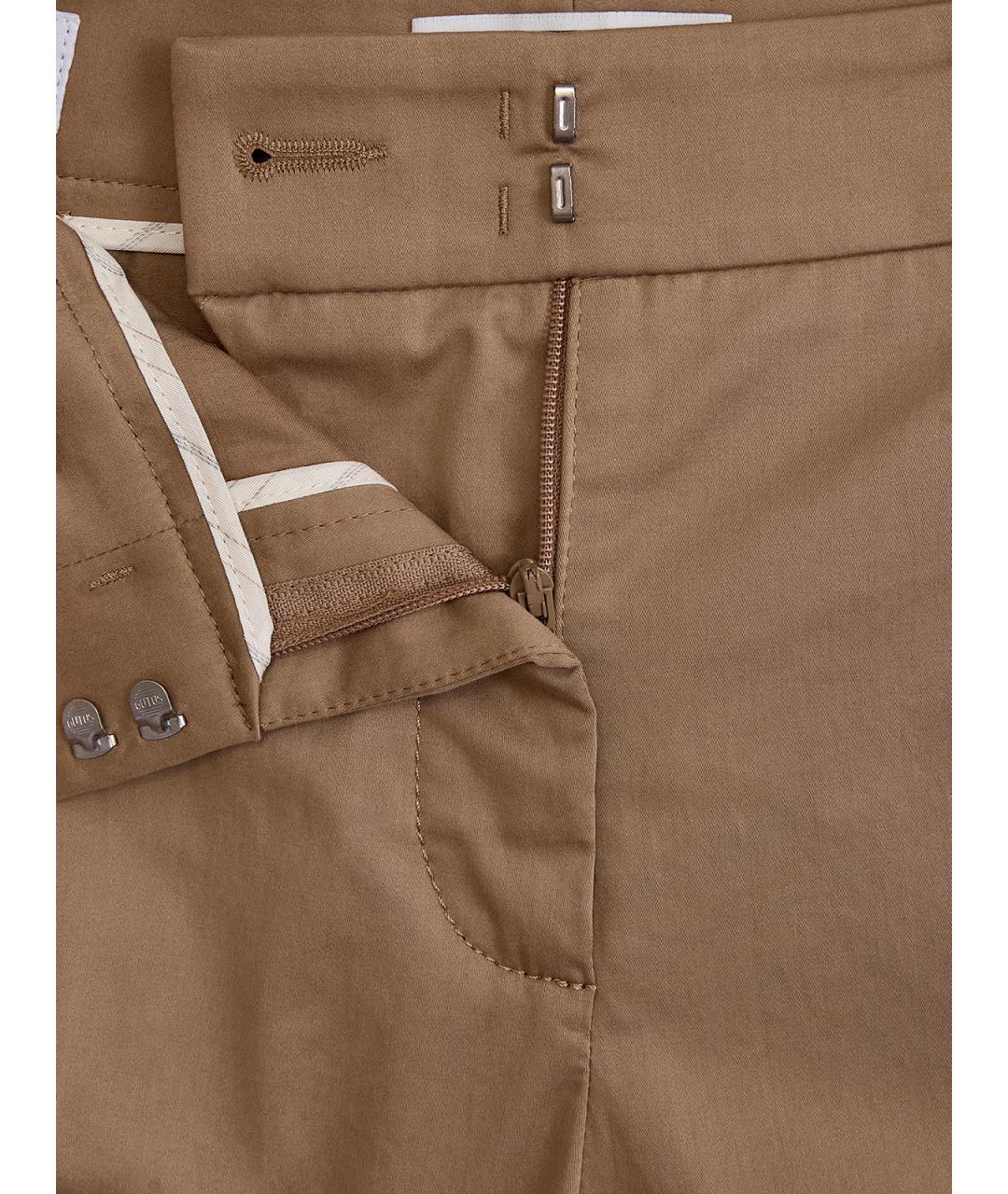 PESERICO Коричневые хлопковые брюки узкие, фото 6