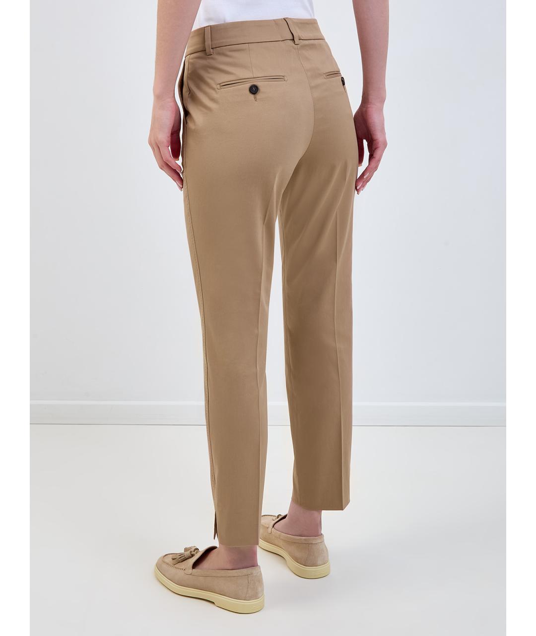 PESERICO Коричневые хлопковые брюки узкие, фото 4