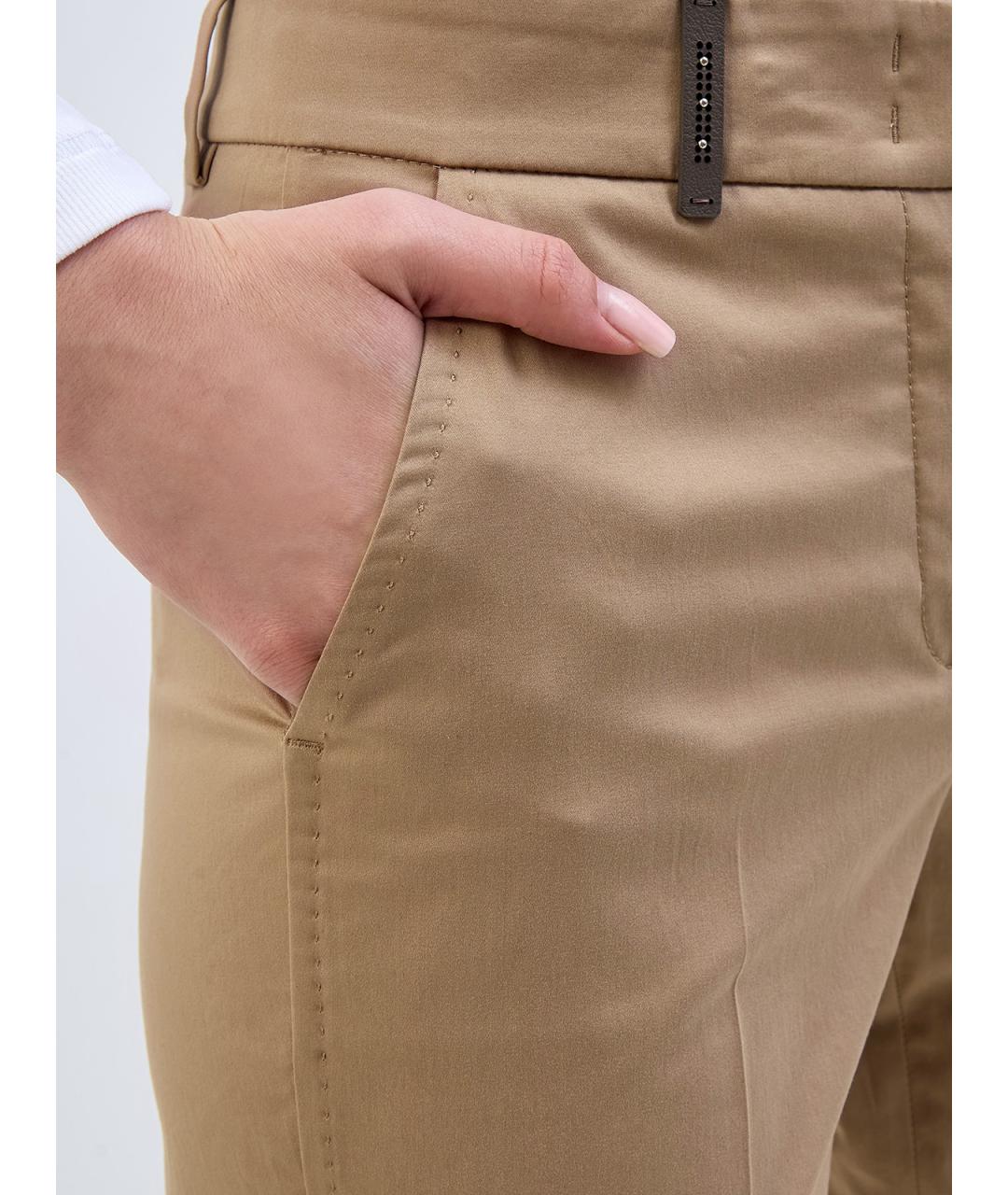 PESERICO Коричневые хлопковые брюки узкие, фото 5
