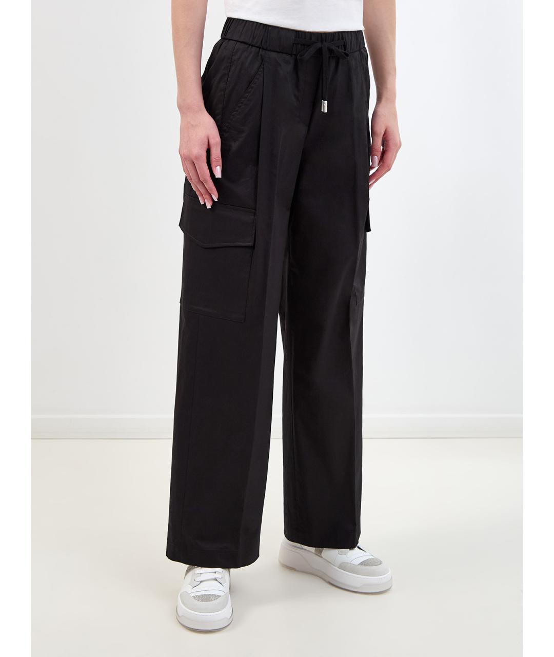 PESERICO Черные хлопковые прямые брюки, фото 3