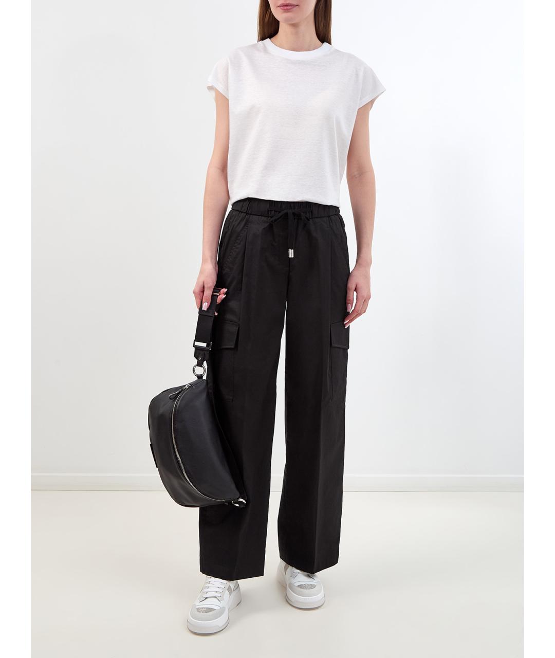 PESERICO Черные хлопковые прямые брюки, фото 2