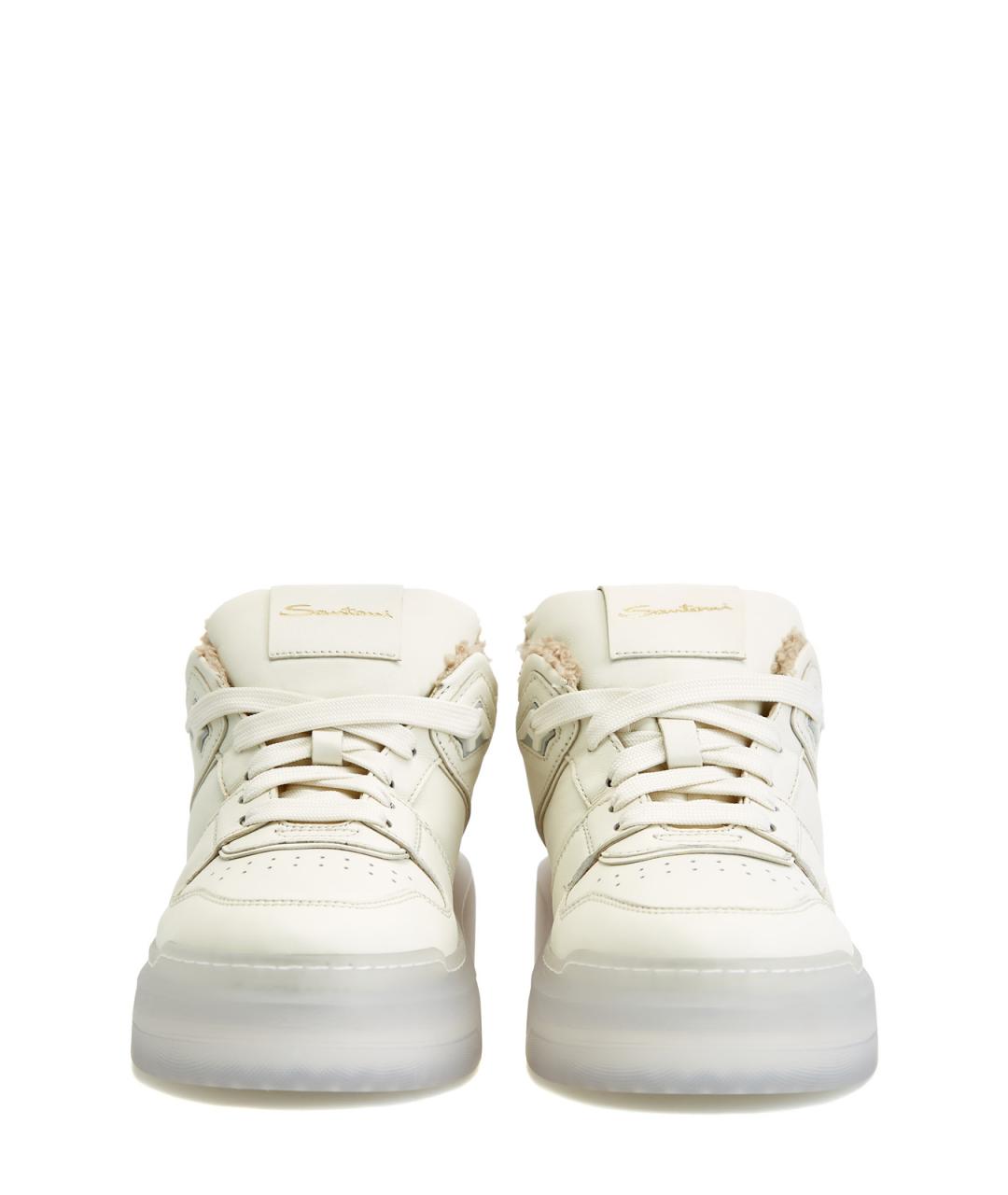 SANTONI Белые кожаные кеды, фото 5