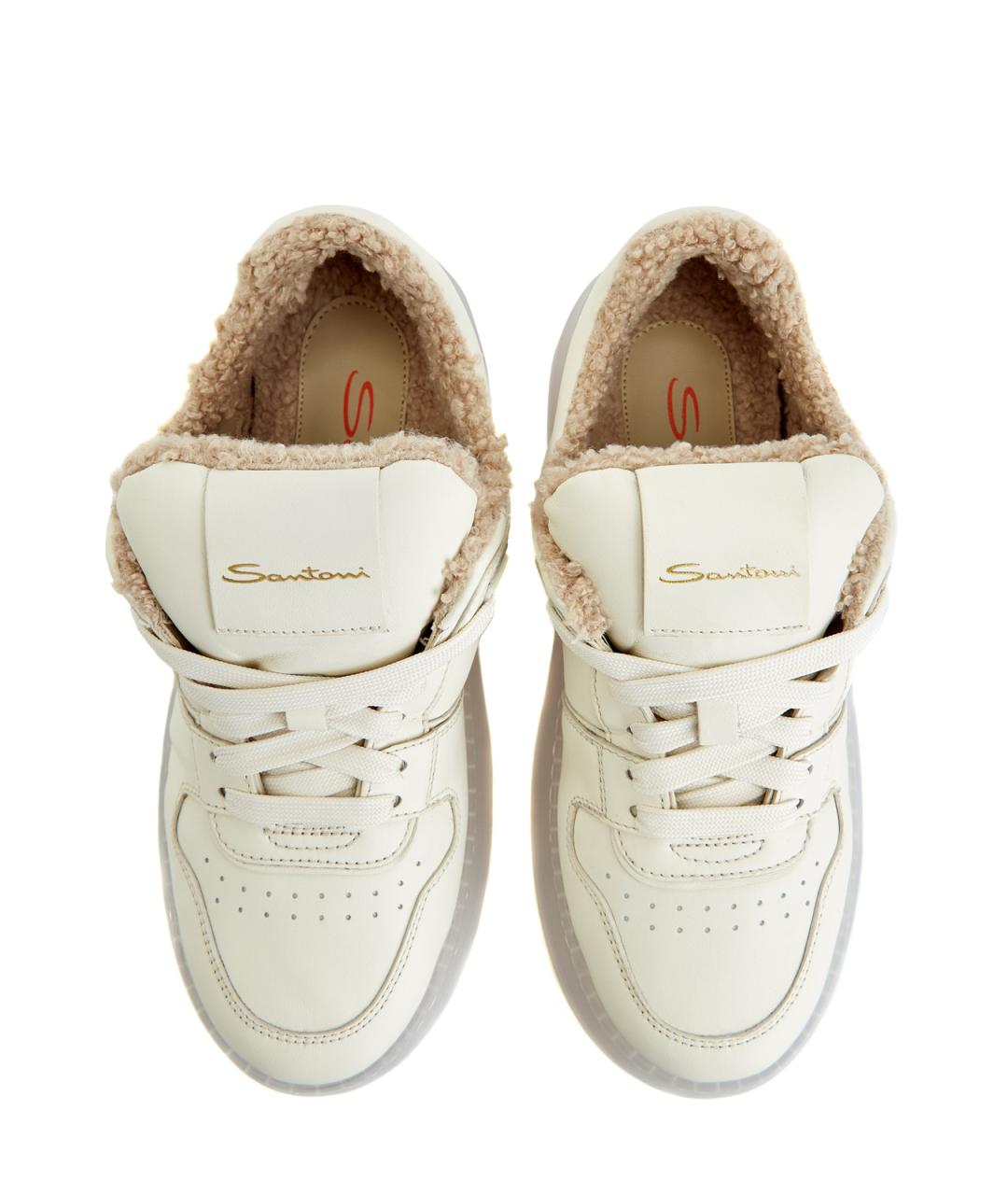 SANTONI Белые кожаные кеды, фото 4