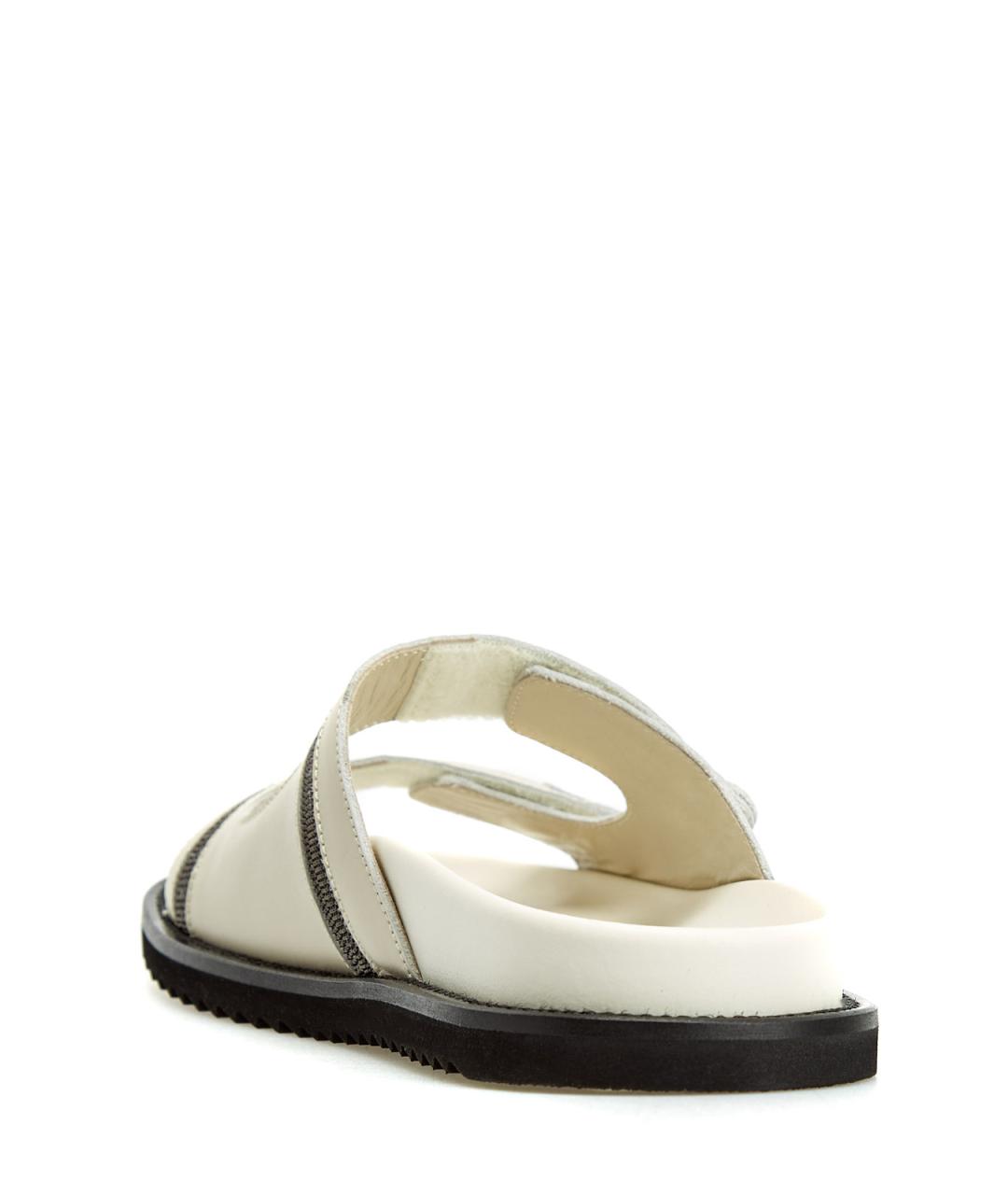 DOUCAL'S Белые кожаные шлепанцы, фото 4