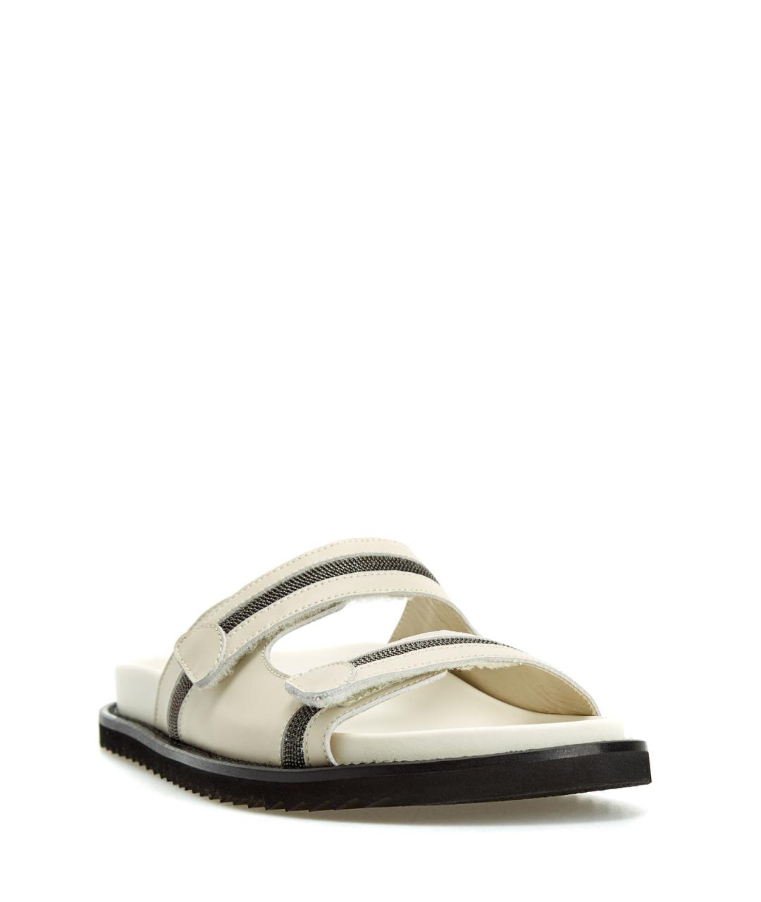 DOUCAL'S Белые кожаные шлепанцы, фото 3